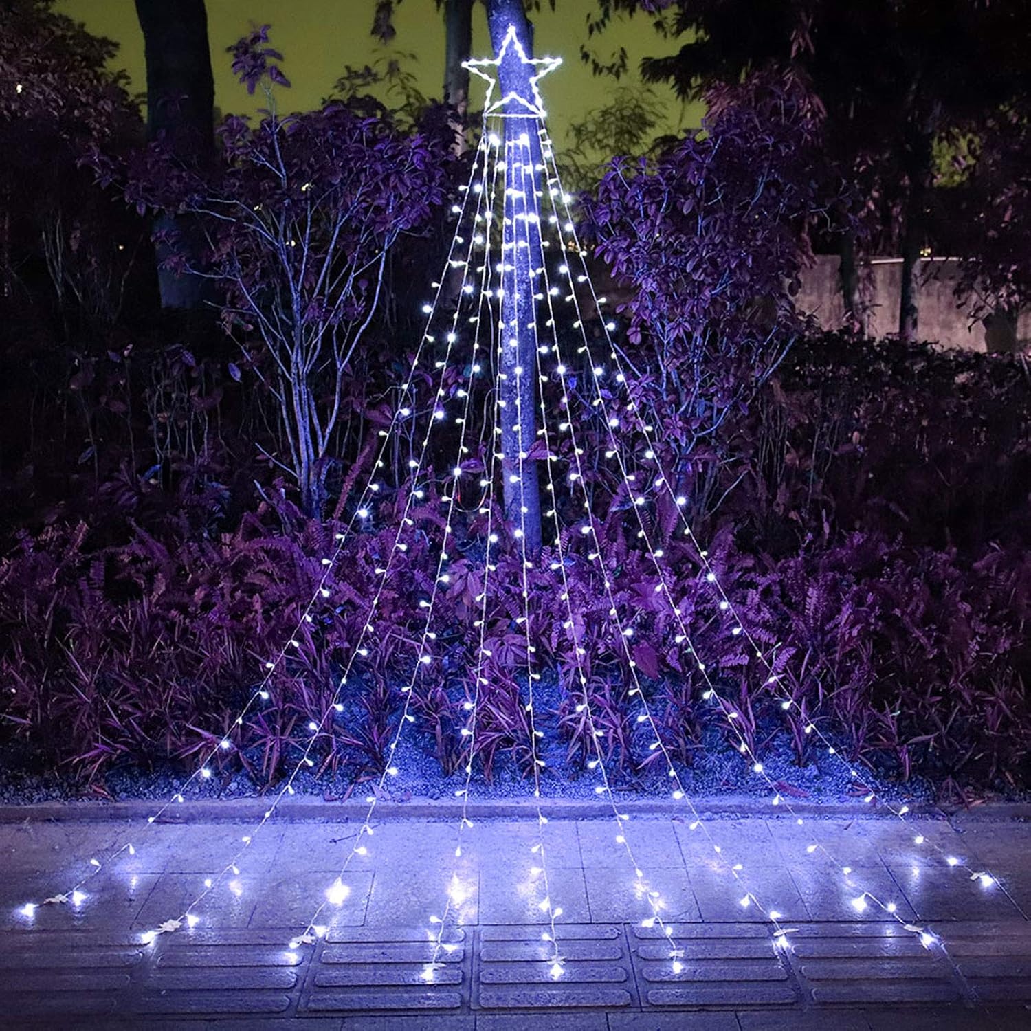 FUNIAO Outdoor Christmas Star Lights 320 LED Waterfall Christmas Tree Lights 8 L...