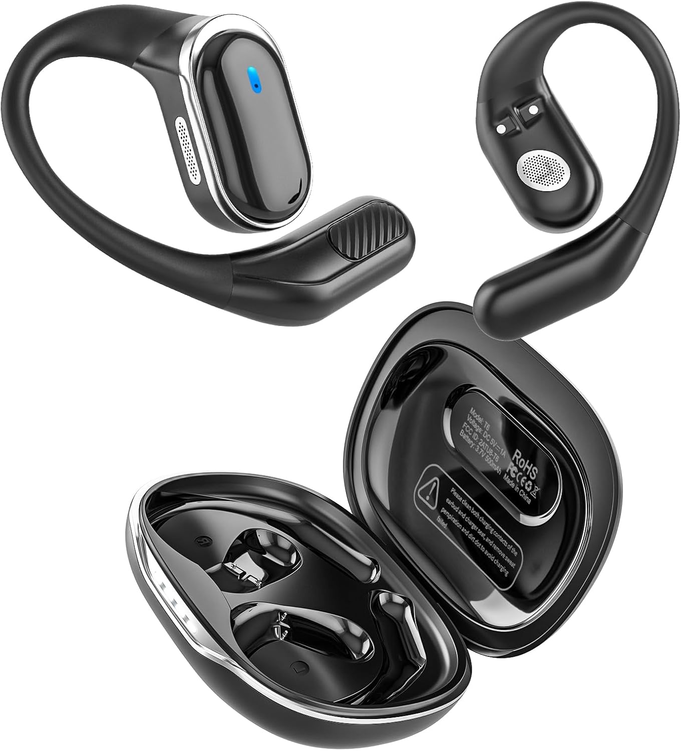 Open Ear Headphones, Bluetooth Ear Buds 5.3 Wireless Earbuds with LED Digital Di...