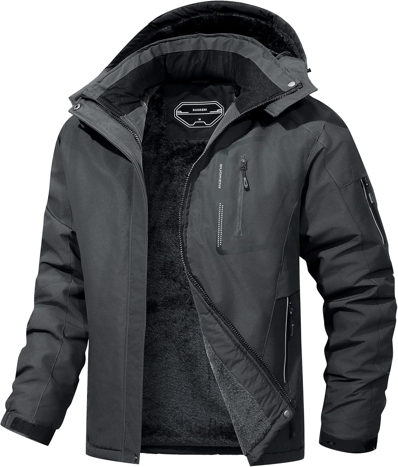 Men's Ski Jacket Winter Warm Snow Coat Waterproof Windbreaker Hooded Work Outerw...