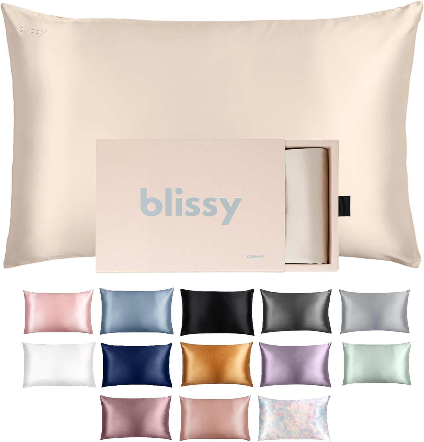 Blissy Silk Pillowcase - 100% Pure Mulberry Silk - 22 Momme 6A High-Grade Fibers...