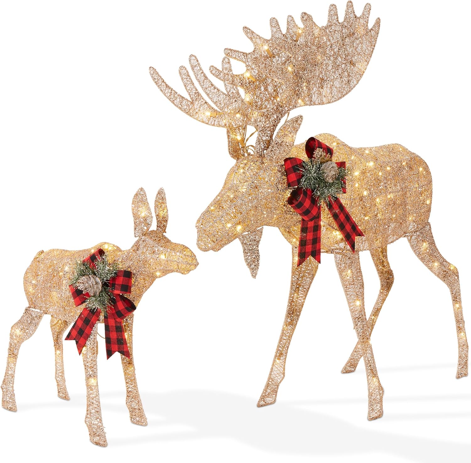 Best Choice Products 5ft 2-Piece Moose Family, Lighted Outdoor Christmas Yard De...