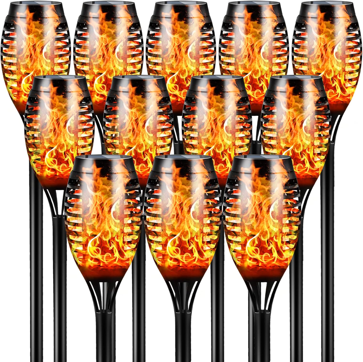 Otdair Solar Torch Lights with Flickering Flame, 12 Packs 12LED Tiki Torch Solar...