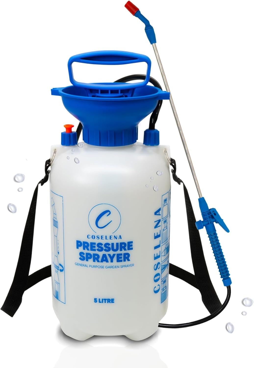 Coselena 5L Garden Sprayer - Portable High Pressure Sprayer with Carry Strap & A...
