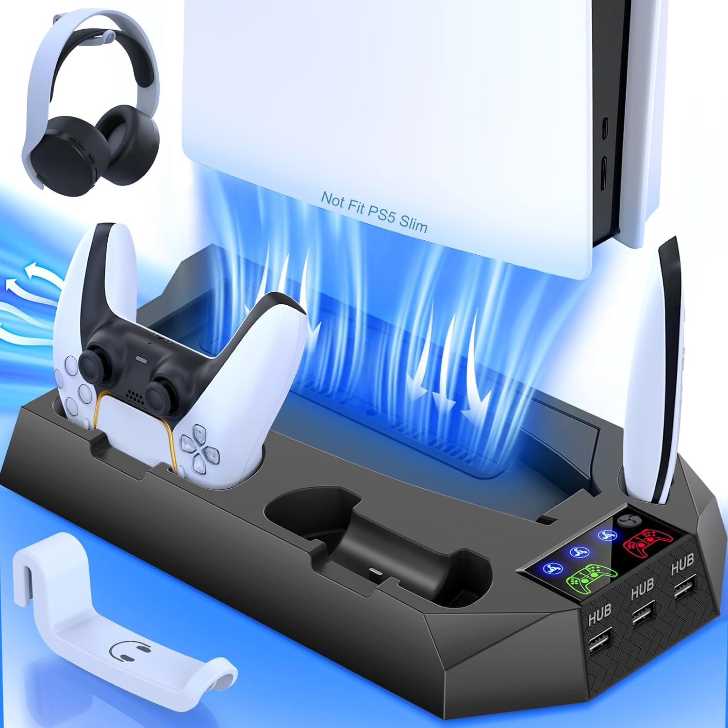 PS5 Stand with Cooling Station PS5 Controller Charging Station for Playstation 5...