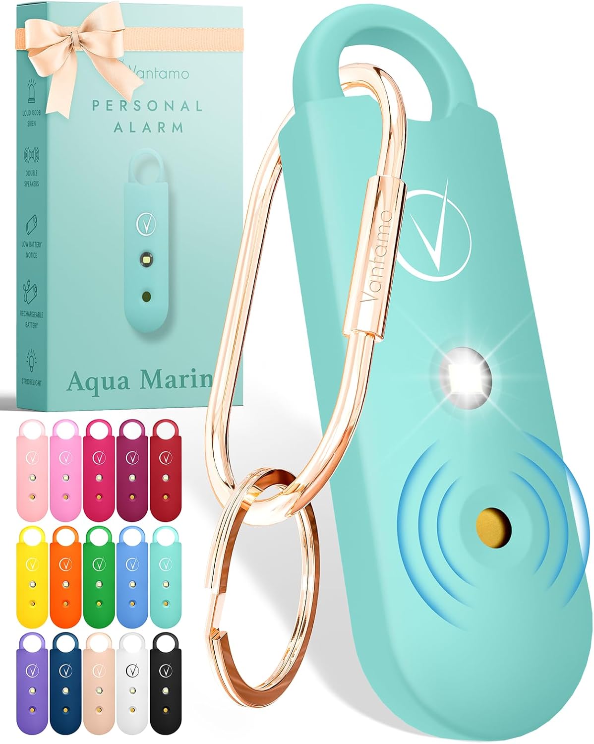 Vantamo Personal Alarm for Women - Extra Loud Double Speakers, First with Low Ba...