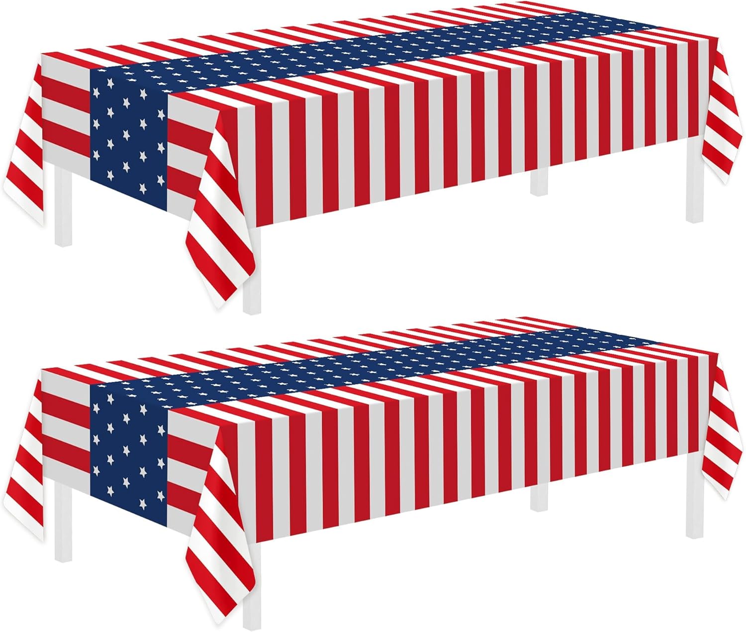 2 Pack Patriotic Tablecloth, Patriotic Decorations 54" x 108" Disposable Plastic...