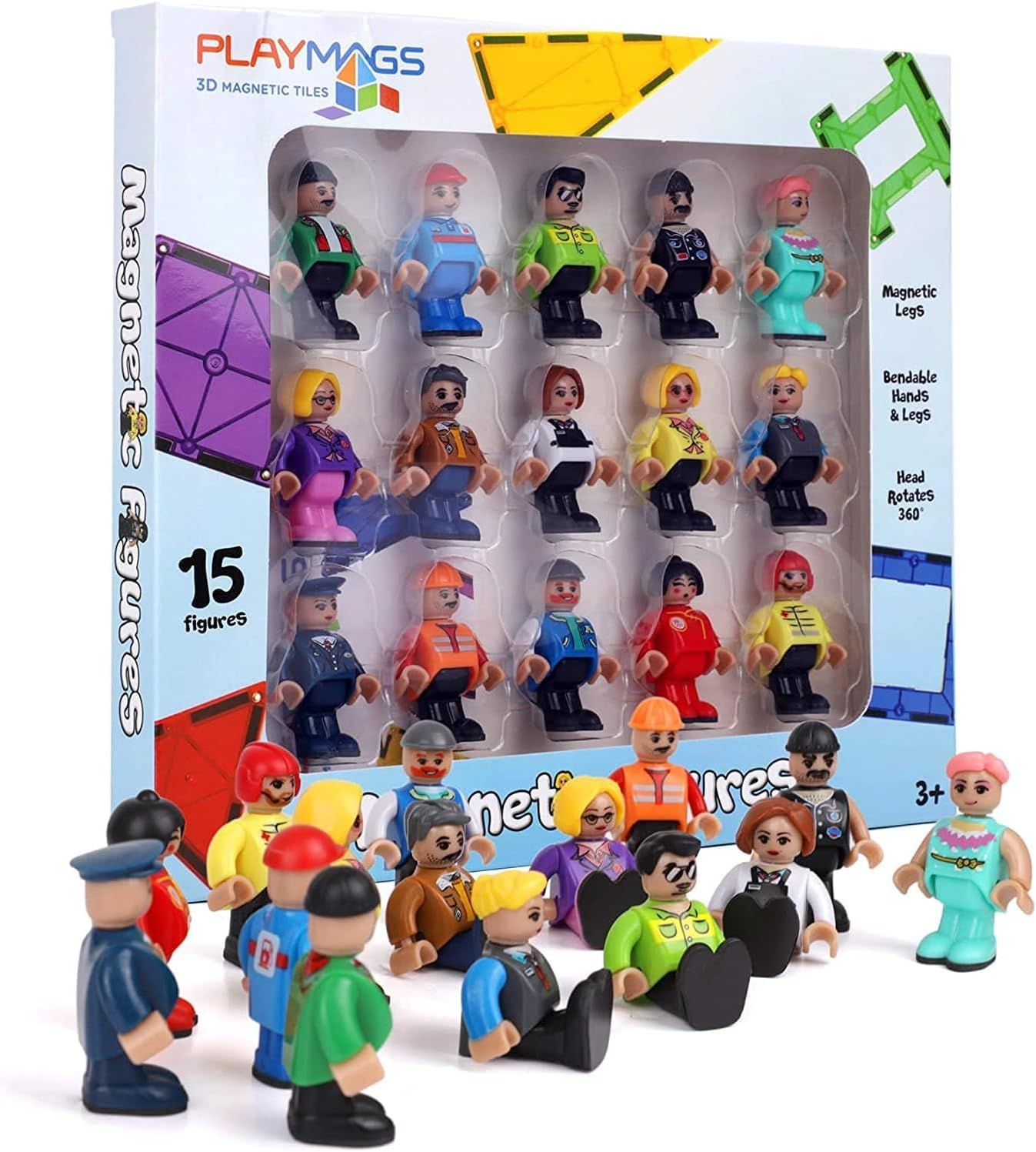 Playmags Magnetic Figures Community Set of 15 Pieces - Play People Perfect for M...