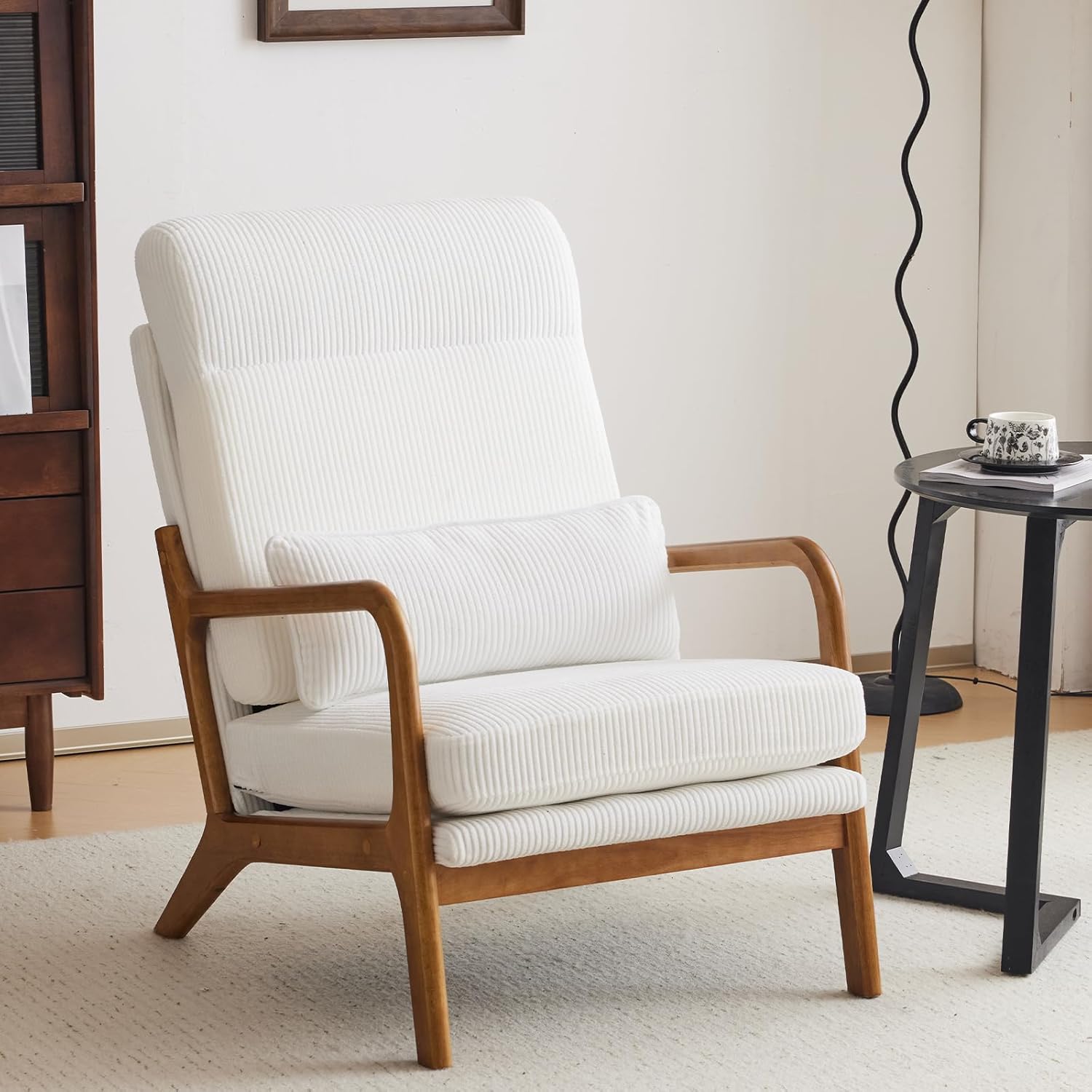 Karl home Mid-Century Modern Accent Chair, Living Room Chairs with Pillow Uphols...