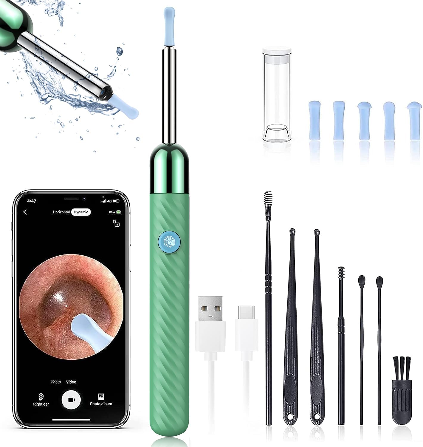 Ear Wax Removal - Earwax Remover Tool with 7 Pcs Ear Set - Ear Cleaner with Came...