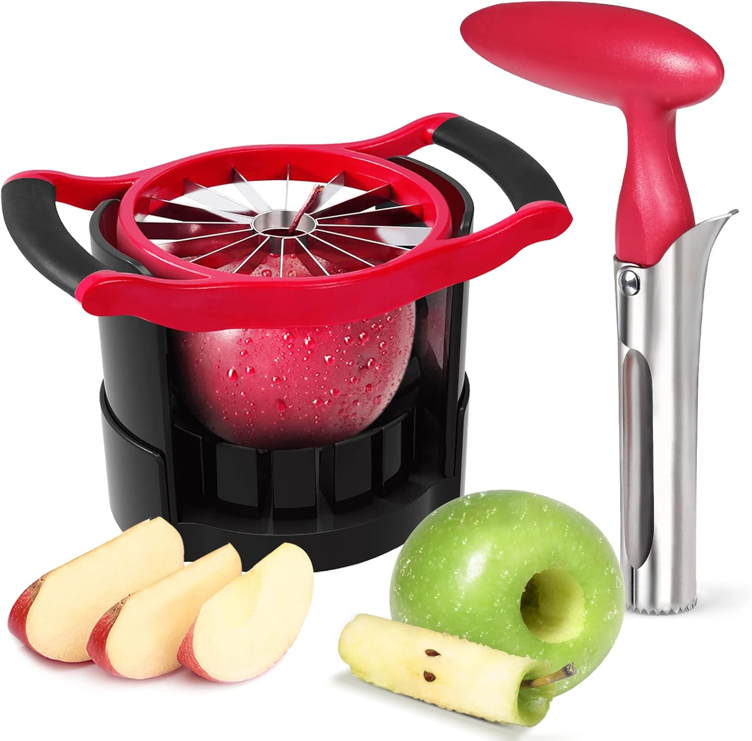 Newness Apple Cutter Slicer, [Upgraded] Cut Apples All The Way Through, [Large S...