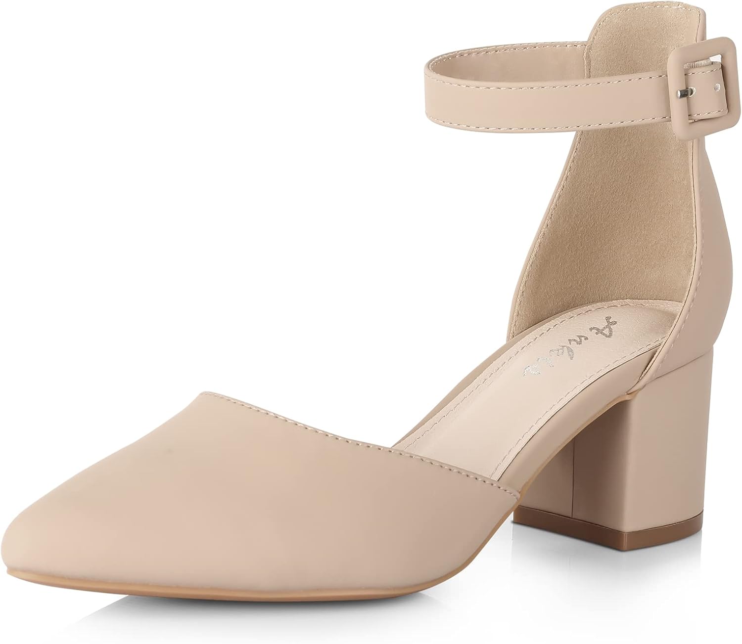 Ankis Closed Toe Heels for Women -Black Nude Gold Silver Pointed Toe Heels Low B...