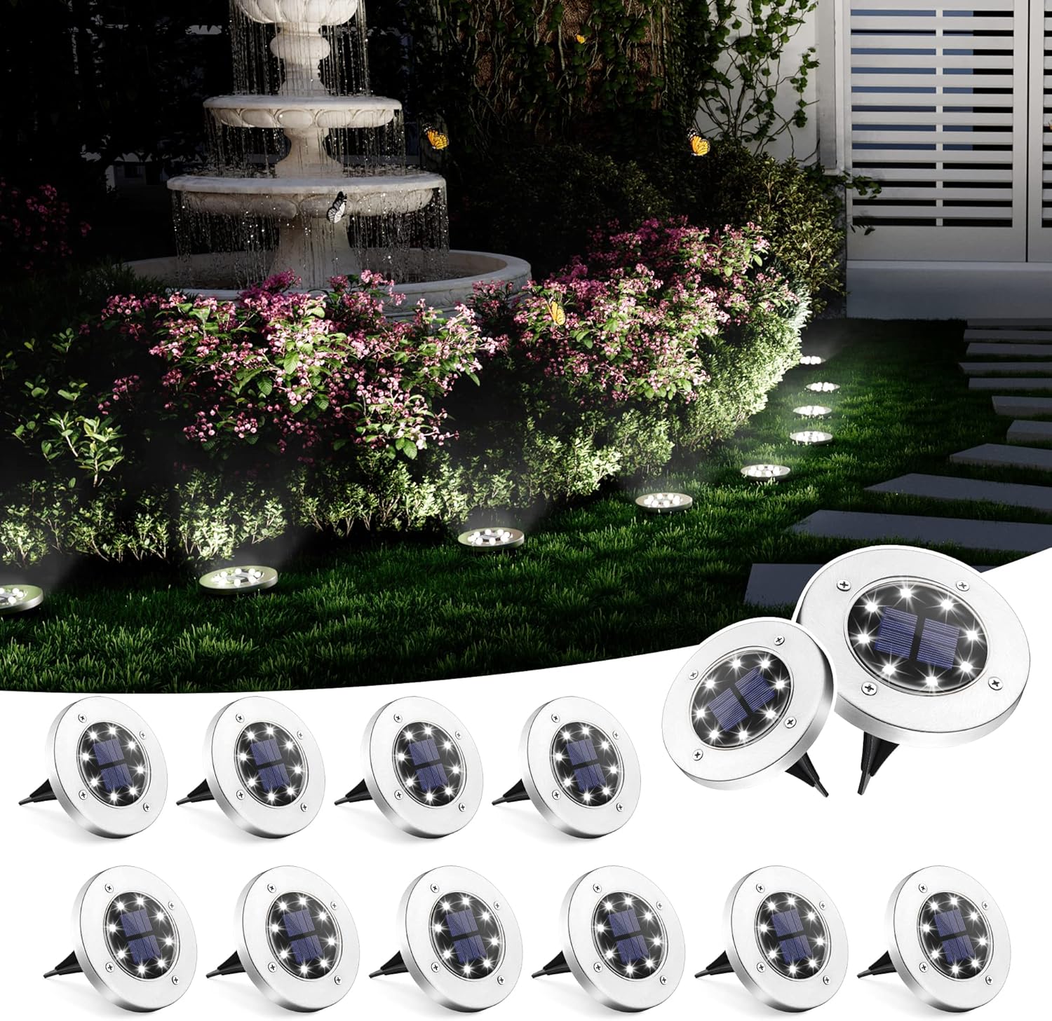 SOLPEX Solar Ground Lights, 12 Pack Solar Lights O...