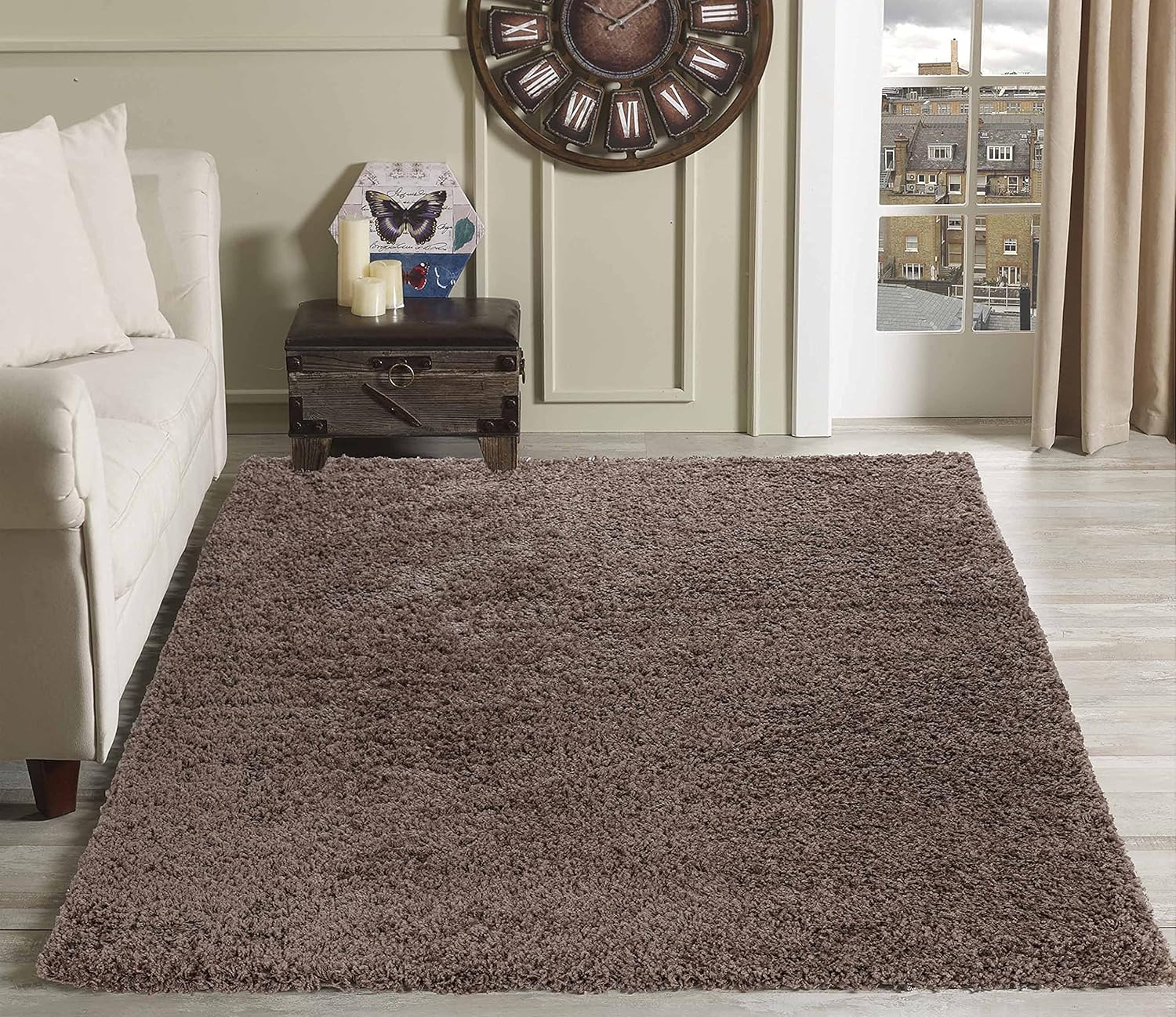 Serdim Rugs Living Room Shaggy Area Rugs, Polypropylene, D.BEIGE, 80x150cm(2'6"x...