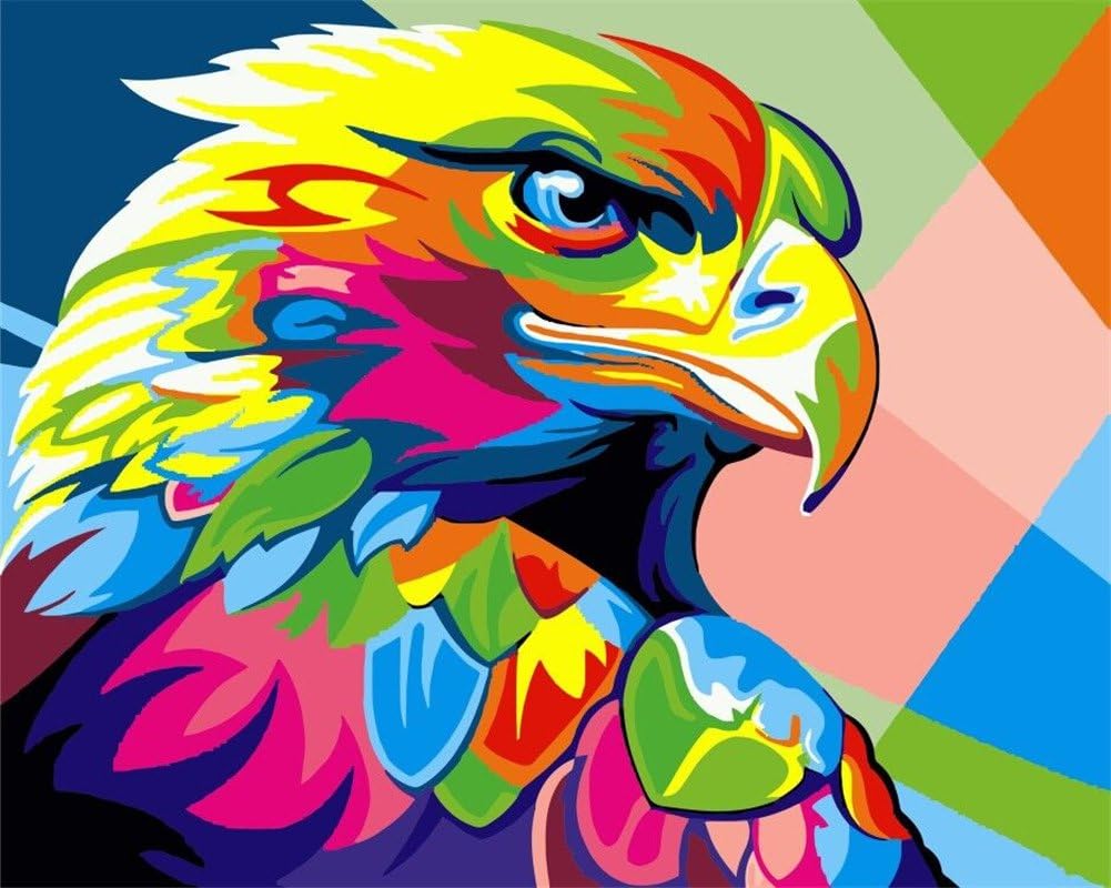 Komking Paint by Numbers for Kids Adults Beginner, Colorful Eagle Acrylic Painti...