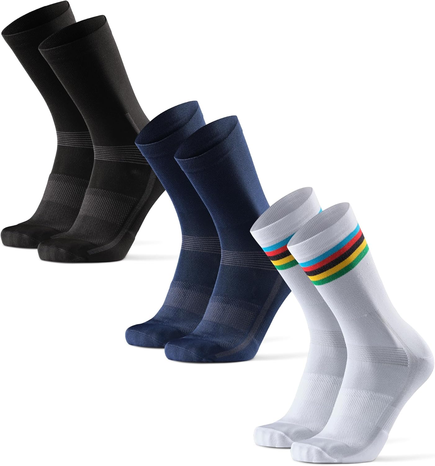 DANISH ENDURANCE Performance Crew Cycling Socks, Cushioned Bike Socks, 3 Pack fo...
