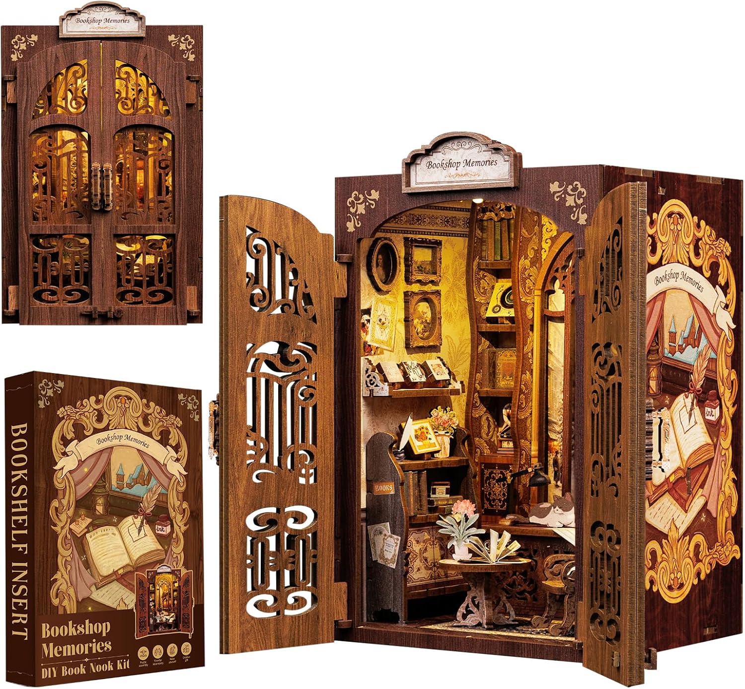 CUTEBEE Book Nook Kit - DIY Miniature House Dollhouse Kit for Adult and Teens, B...