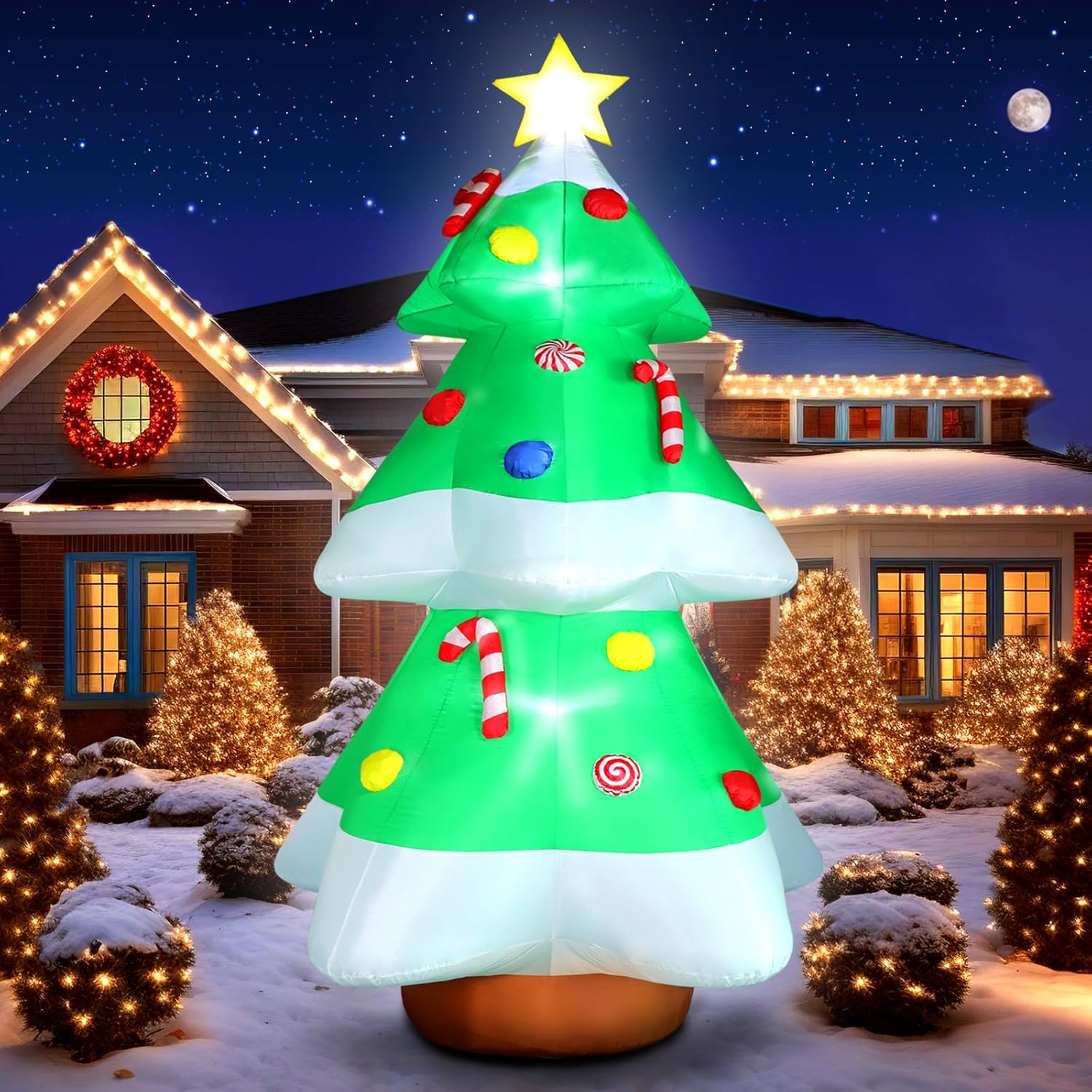 FunFanso 10FT Christmas Inflatables Tree Outdoor Decorations, Giant Blow Up Chri...