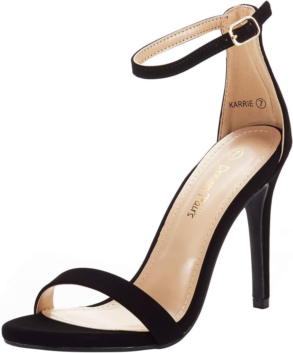DREAM PAIRS Women's High Heels Flower Ankle Strap Stilettos Round Open Toe Dress...