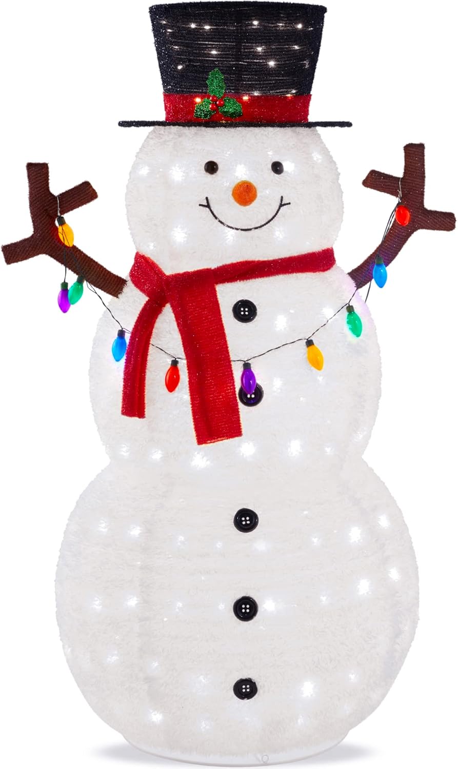 Best Choice Products 5ft Lighted Pop-Up Snowman, Large White Outdoor Christmas H...
