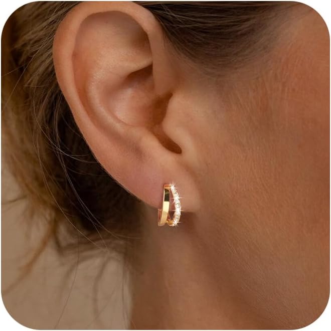 Dainty Small Hoop Earrings for Women -Trendy 14K Gold/Silver Plated Hypoallergen...