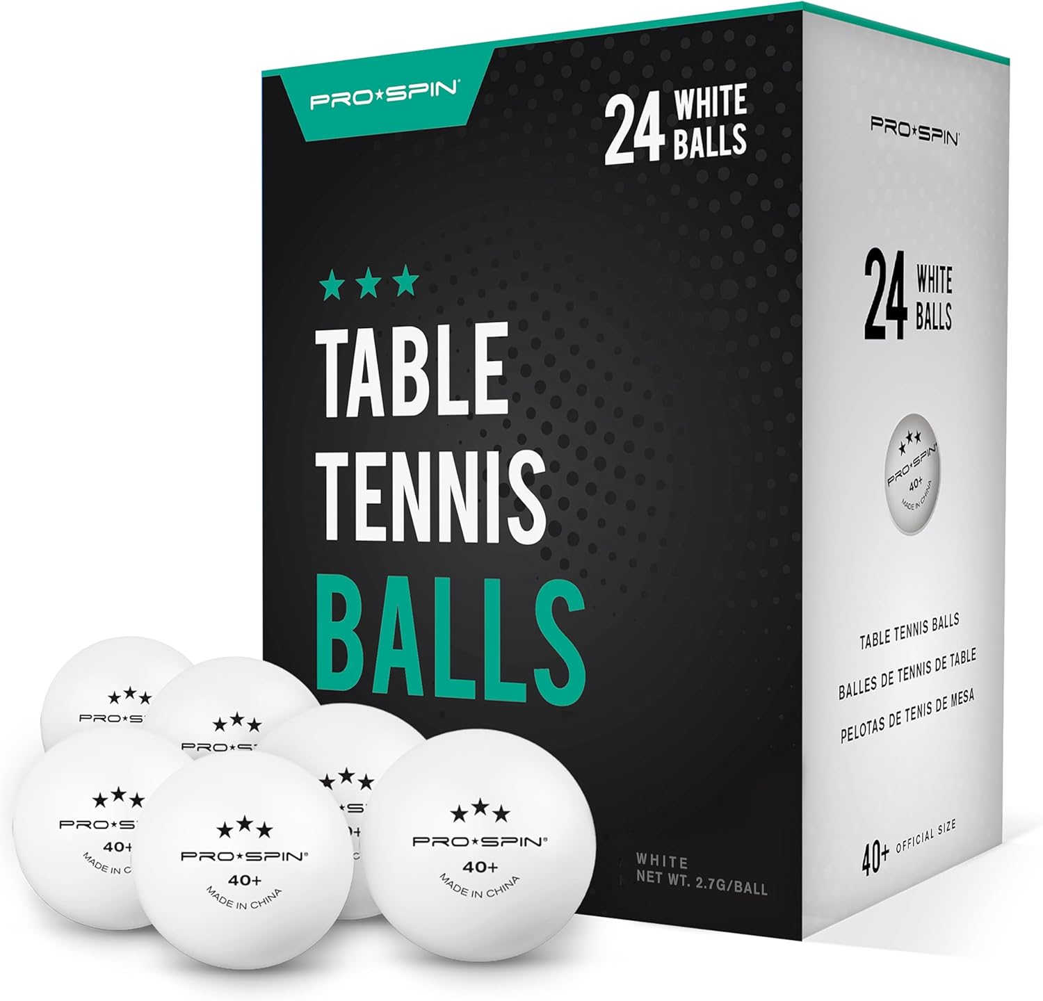 PRO SPIN Ping Pong Balls - White 3-Star 40+ Table Tennis Balls | High-Performanc...
