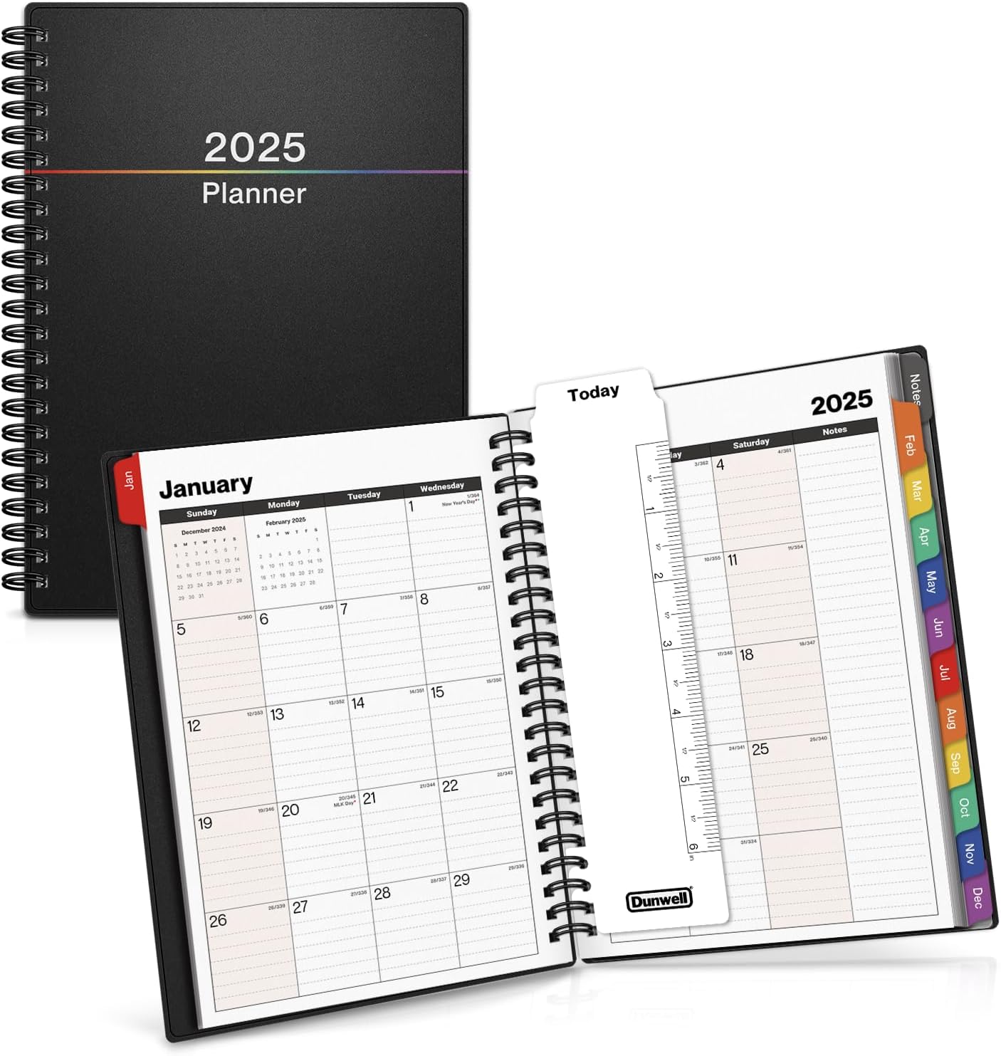 Dunwell Small Daily Planner 2025, 6x8" (Colorful), Use to Dec 2025 Planner Book,...