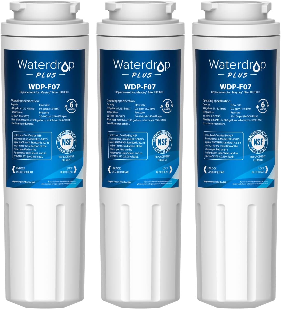 Waterdrop Plus UKF8001 NSF 401,53 Certified Refrig...