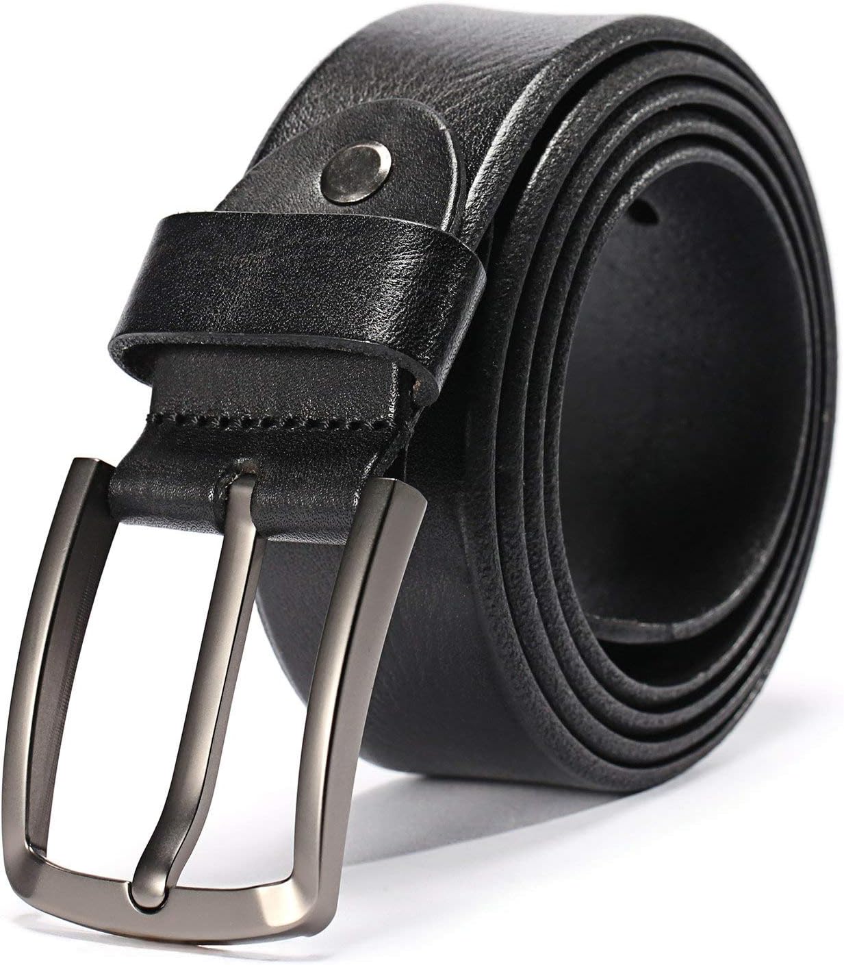 Hzhy Men's Leather Belt,100% Full Grain Leather with Anti-Scratch Pin Buckle,Gre...
