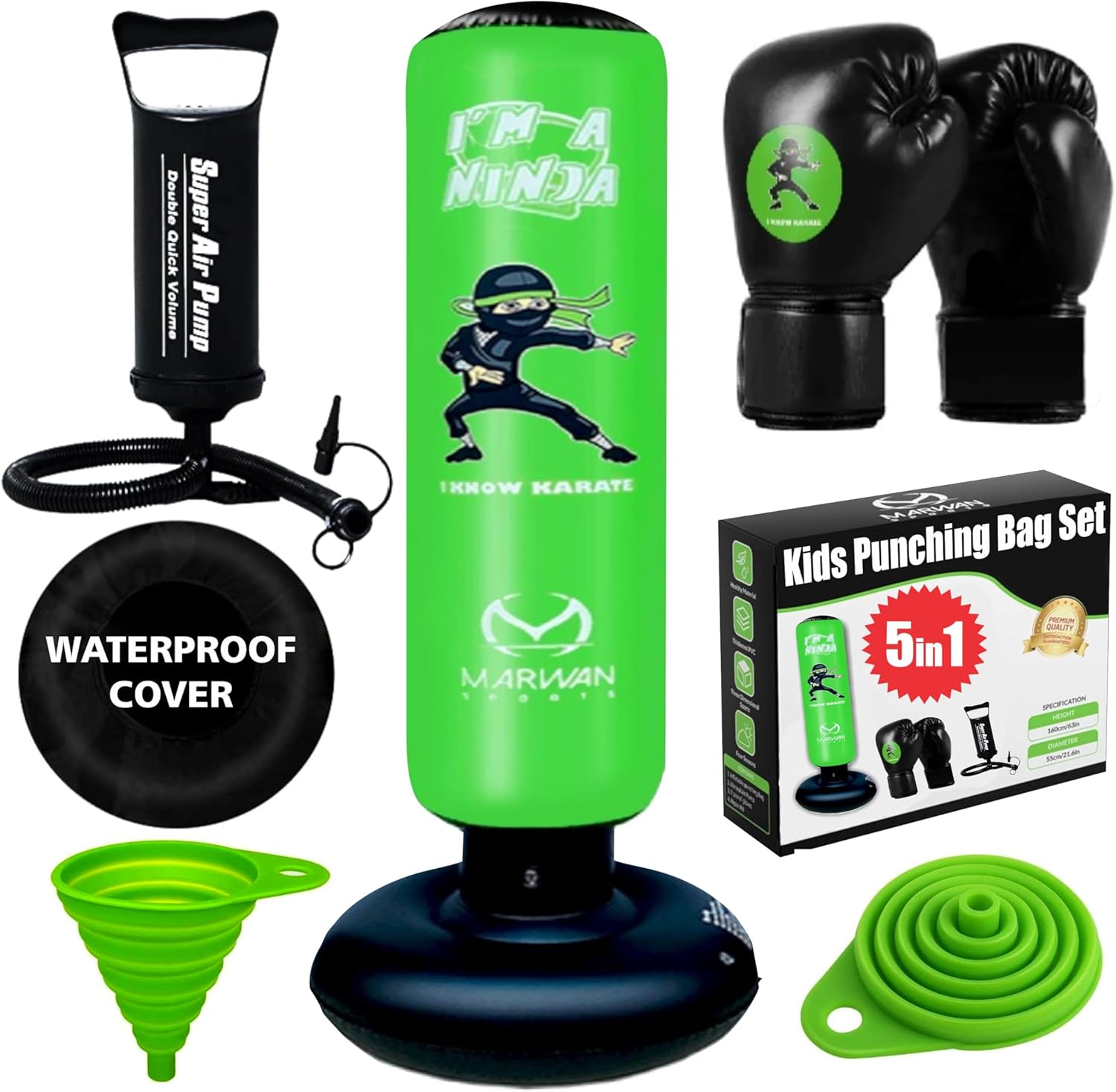 2024 Upgraded 5-in-1 Kids Punching Bag Set – Inflatable Boxing Bag Toy with Inst...
