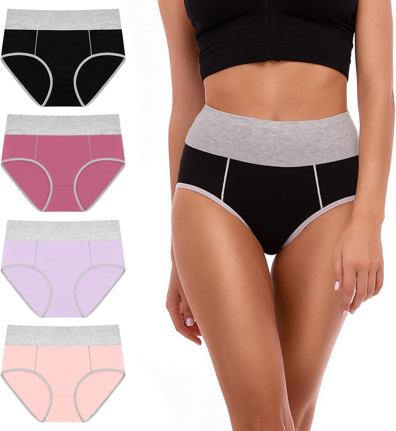 SINOPHANT Ladies Cotton Knickers High Waisted Knickers for Women, Full Back Cove...