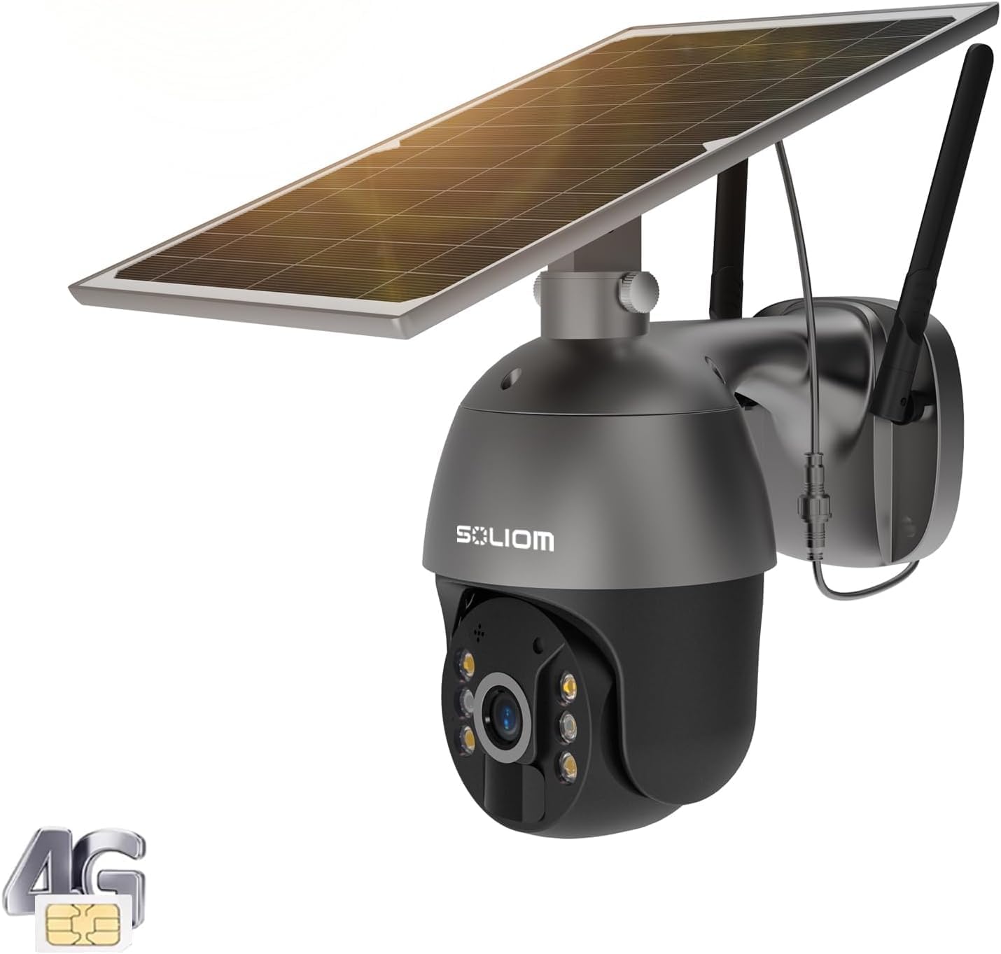 SOLIOM S600 3G/4G LTE Outdoor Solar Powered Cellular Security Camera Wireless,Pa...
