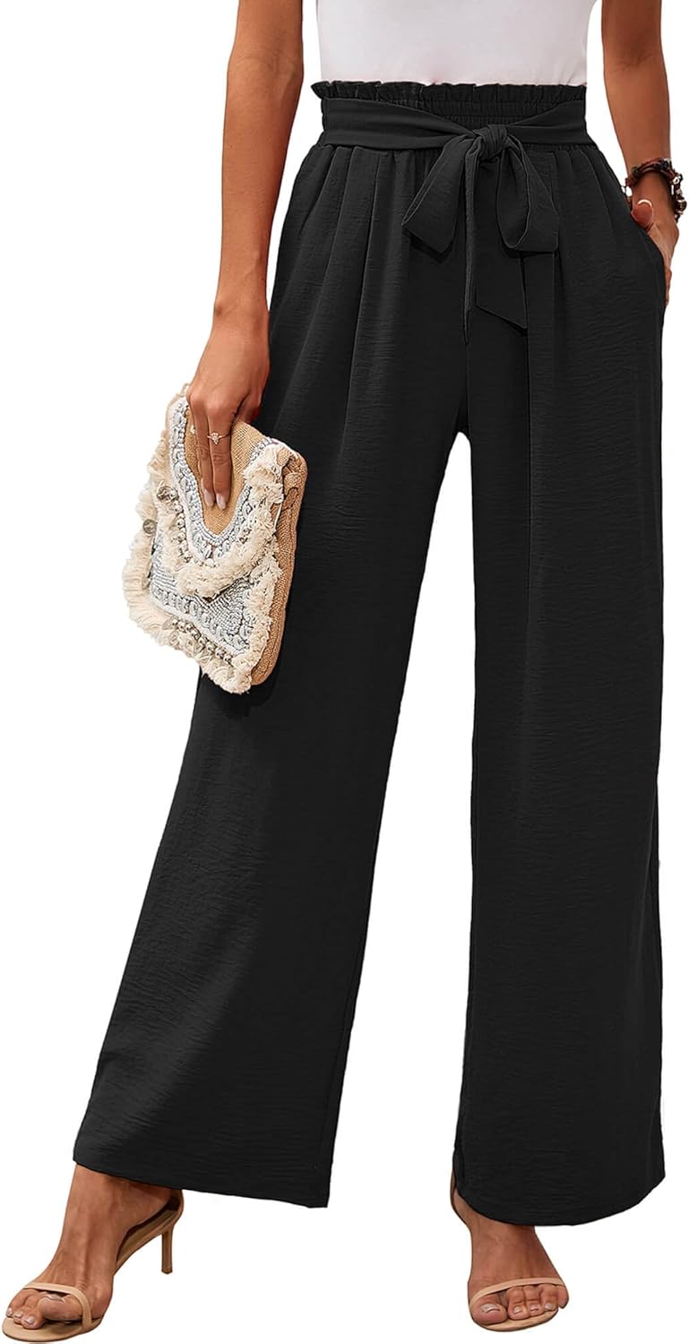 Heymoments Women's Wide Leg Lounge Pants with Pockets Lightweight High Waisted A...