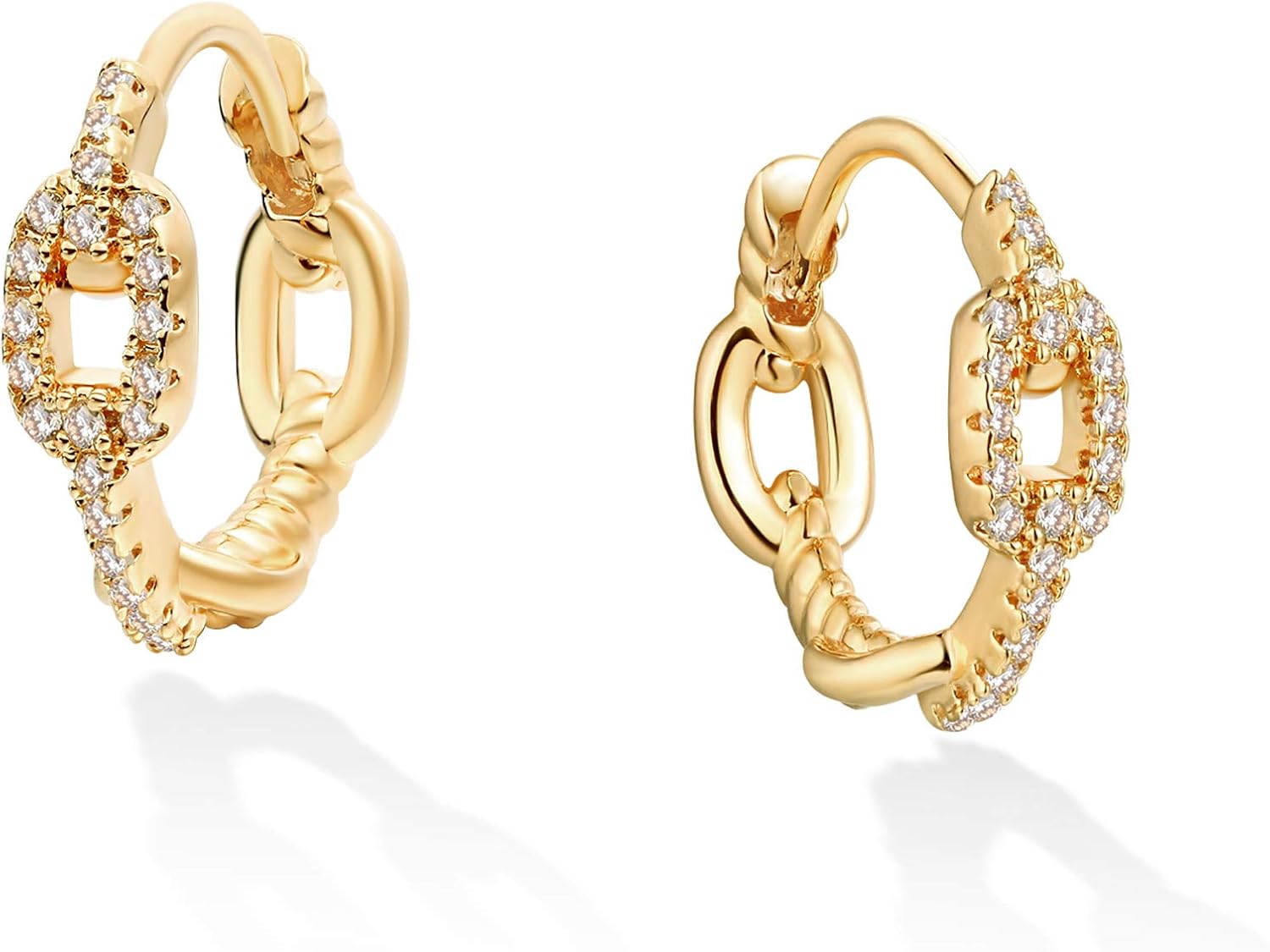 VACRONA Cubic Zirconia Huggie Earrings 14k Gold Plated Tiny Earrings Small Huggi...