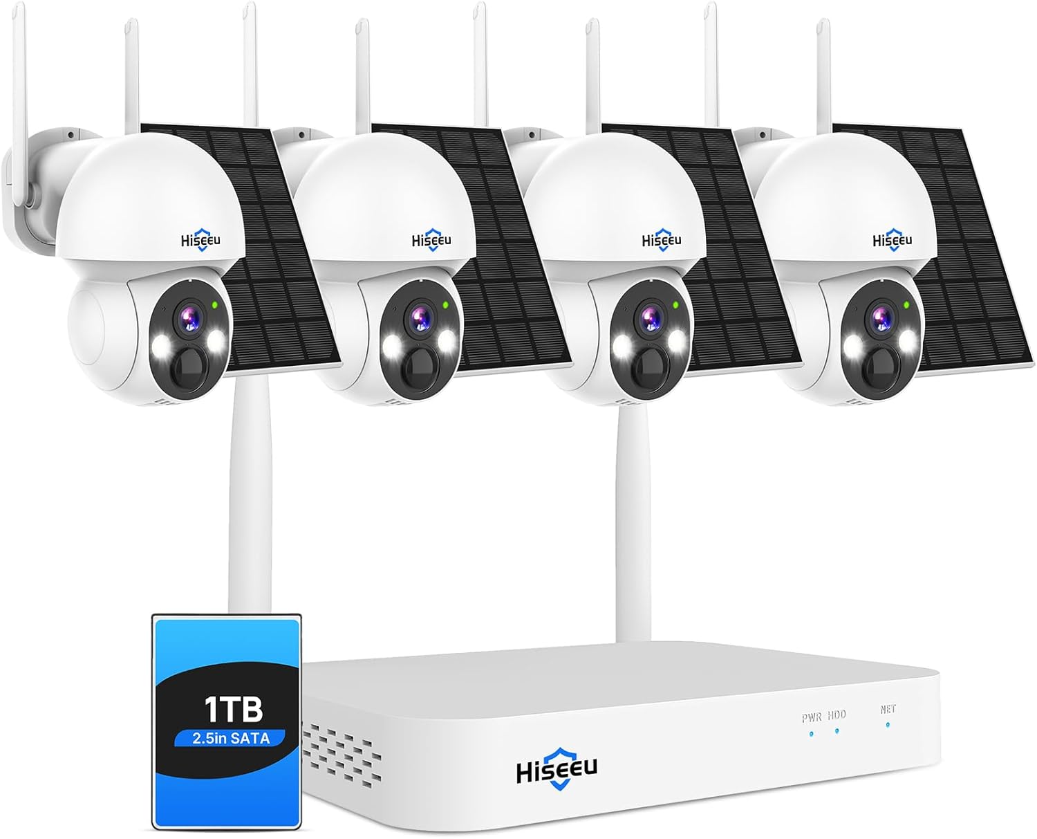 Hiseeu Wireless Solar Camera System Outdoor, 4PCS 4MP Home Battery Camera with 1...