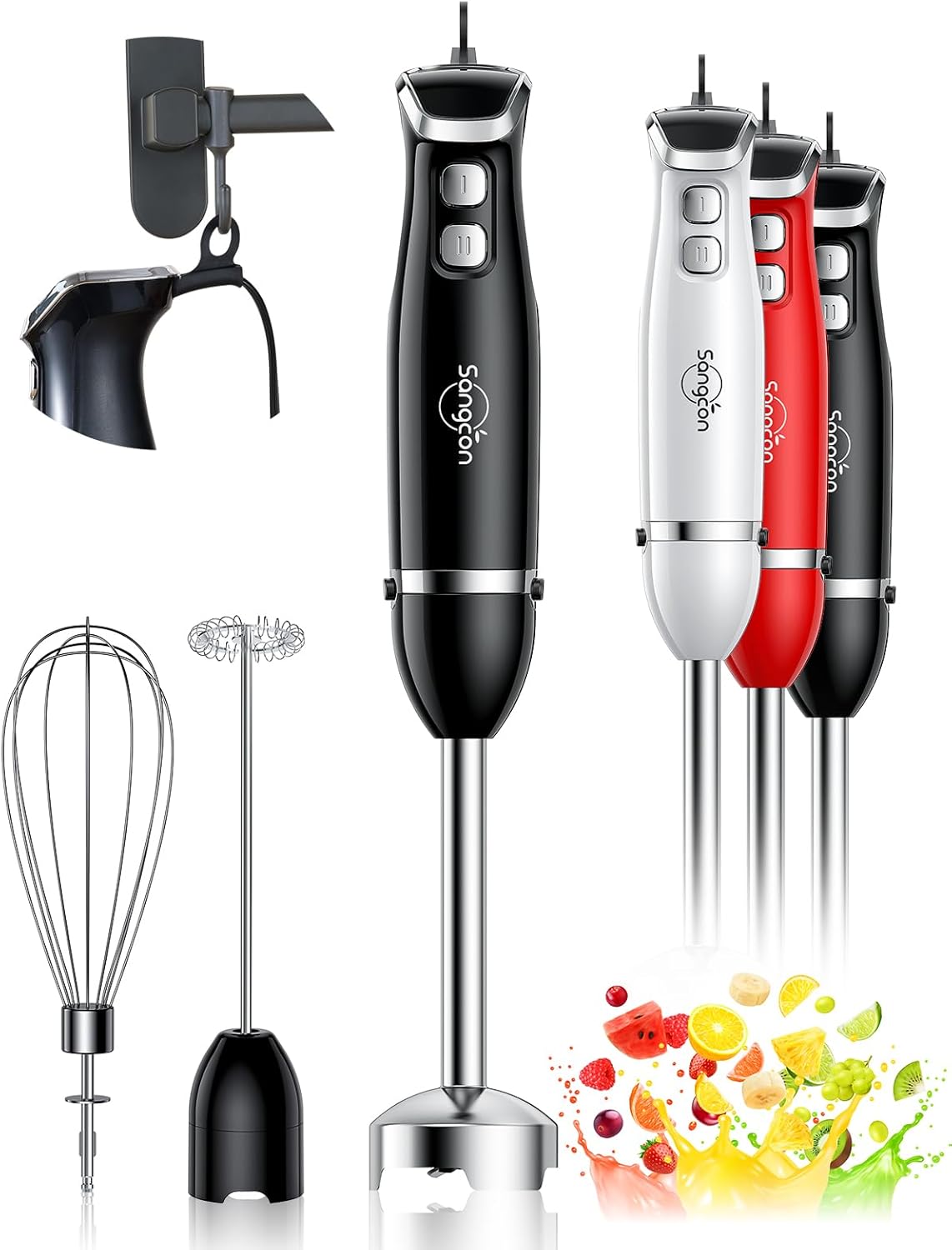 Sangcon Immersion Blender Handheld, 3-in-1 Hand Blender Electric, 400W Handheld...