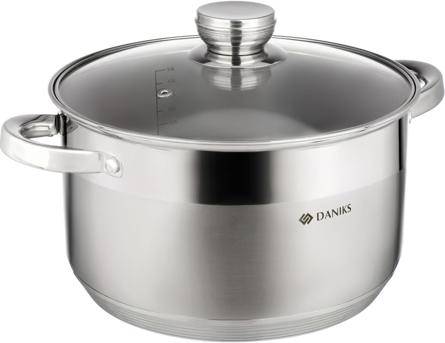Daniks Standard Stainless Steel Stock Pot with Glass Lid | Induction 7 Quart | D...