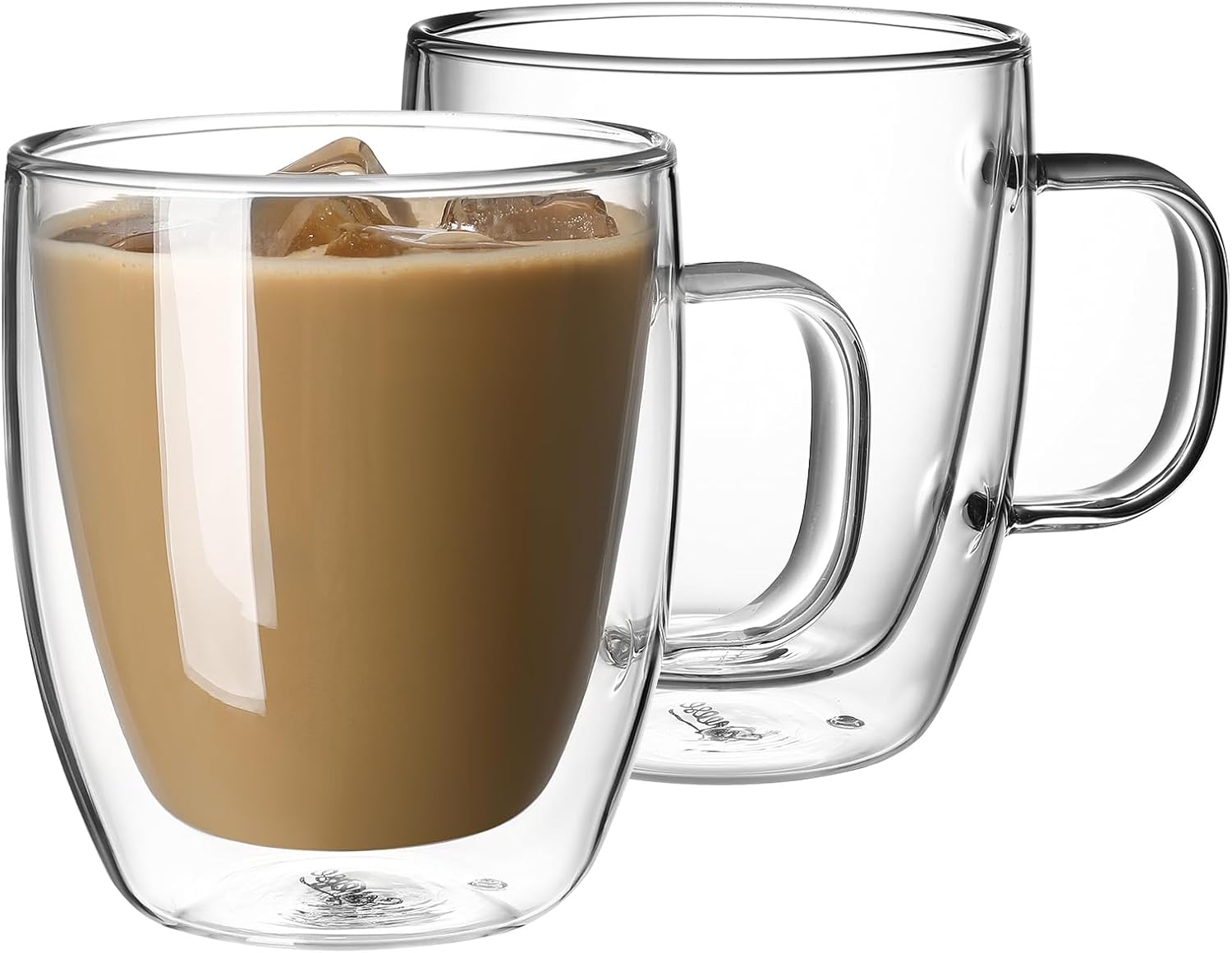 Sweese Double Wall Glass Coffee Mugs - 12.5 oz Insulated Clear Coffee Mugs Set o...