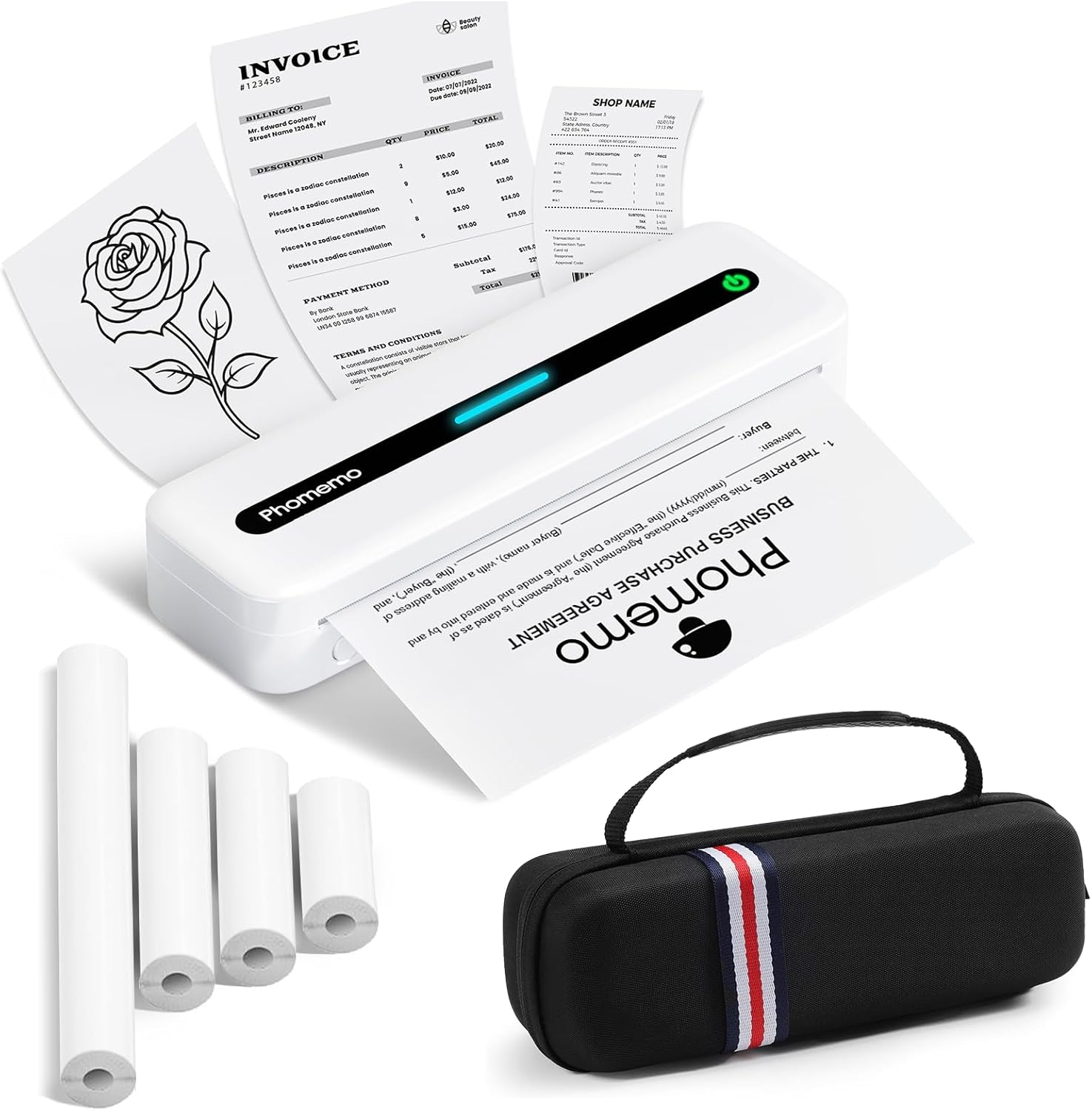 Phomemo Inkless Portable Printer, Portable Printers Wireless for Travel, M832 Bl...