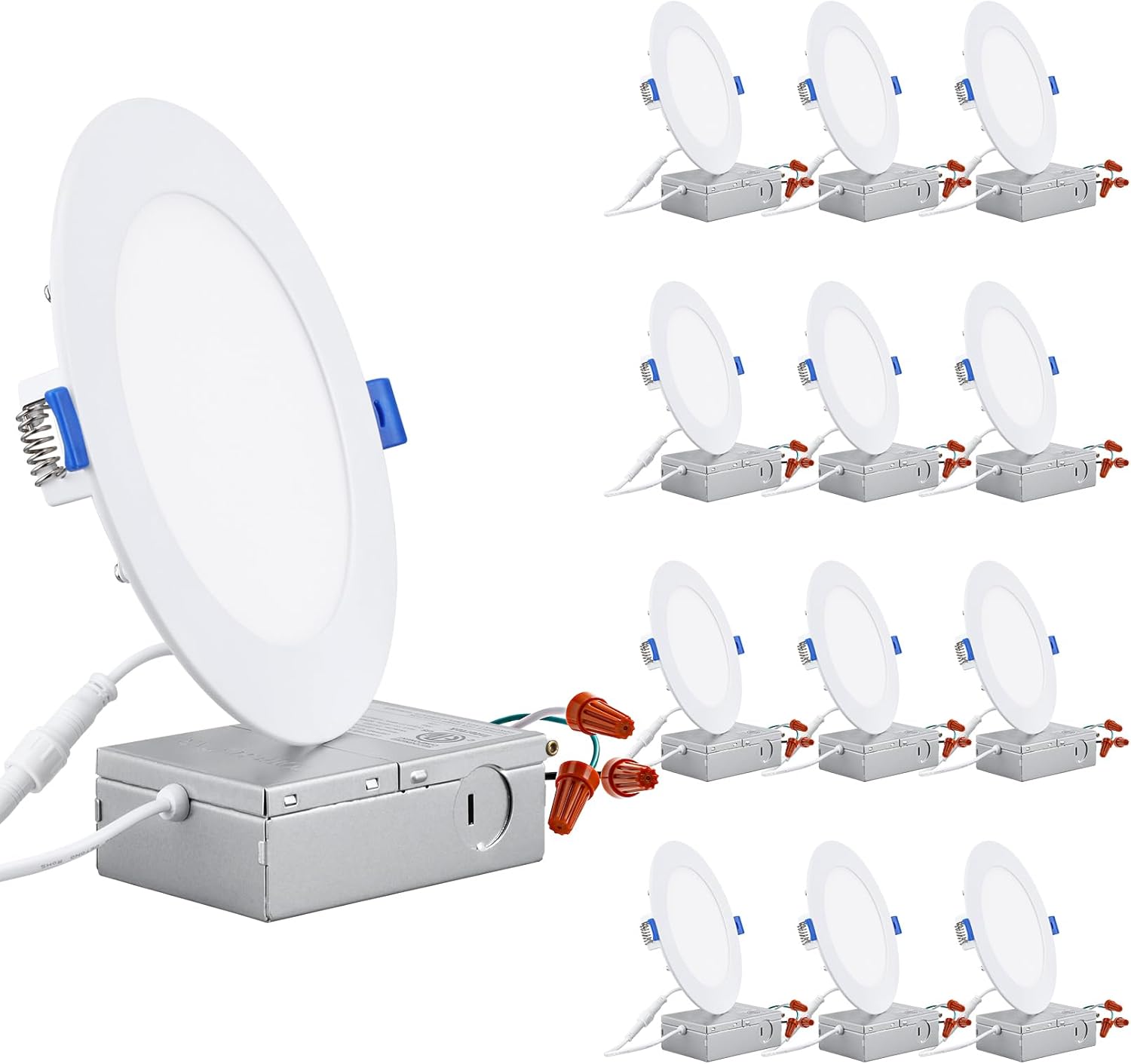 TORCHSTAR Basic Series 12-Pack 6 Inch Ultra-Thin LED Recessed Lighting with Junc...