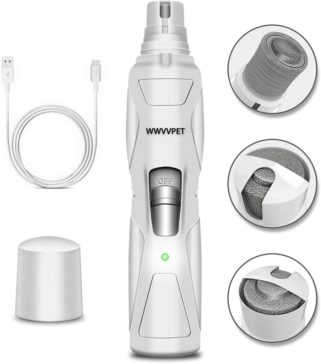 Pet Nail Grinder with LED Light & 2 Grinding Heads, 2-Speed Low Noise & More Pow...