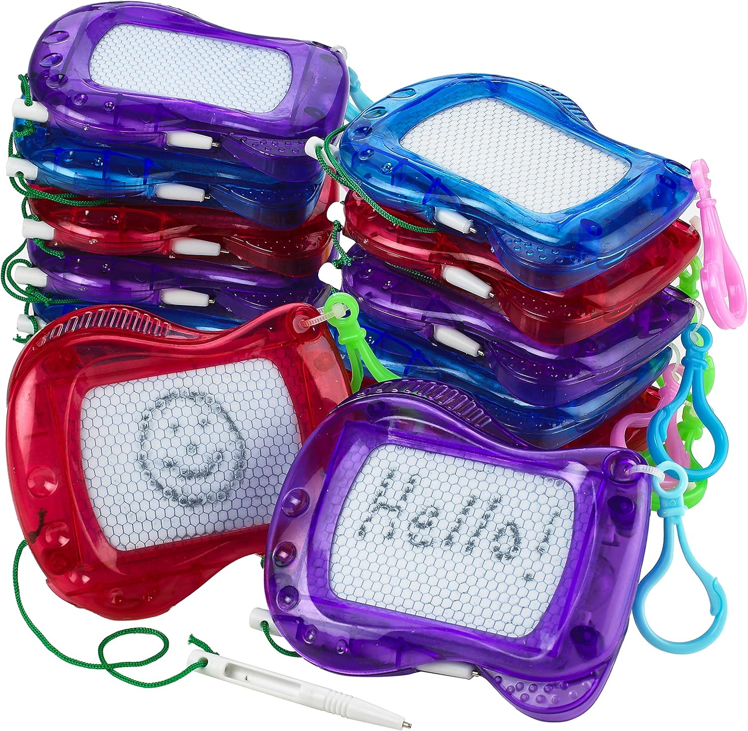 Bedwina Mini Magnetic Drawing Board for Kids - (Pack of 12) Backpack Keychain Cl...