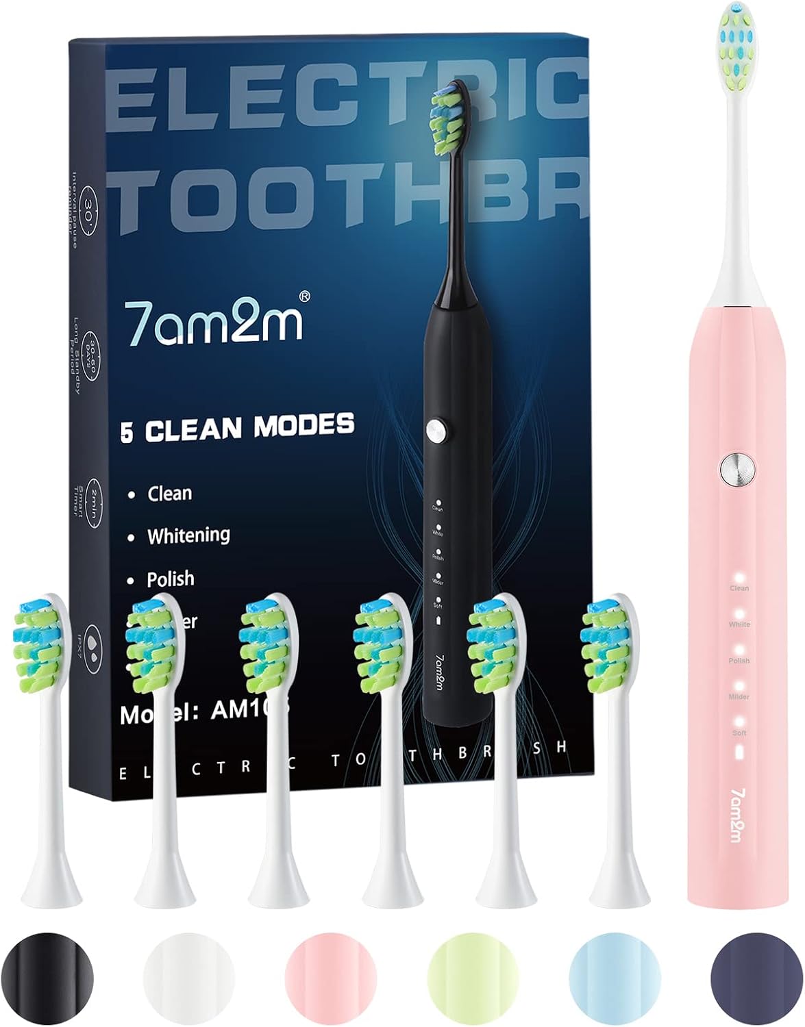 7AM2M Sonic Electric Toothbrush for Adults and Kids, One Charge for 90 Days, wit...