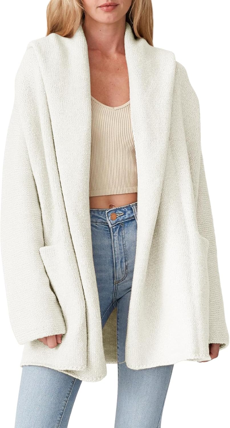 Cakulo Womens Long Hooded Cardigan Sweaters 2024 Oversized Cardigans Open Front...