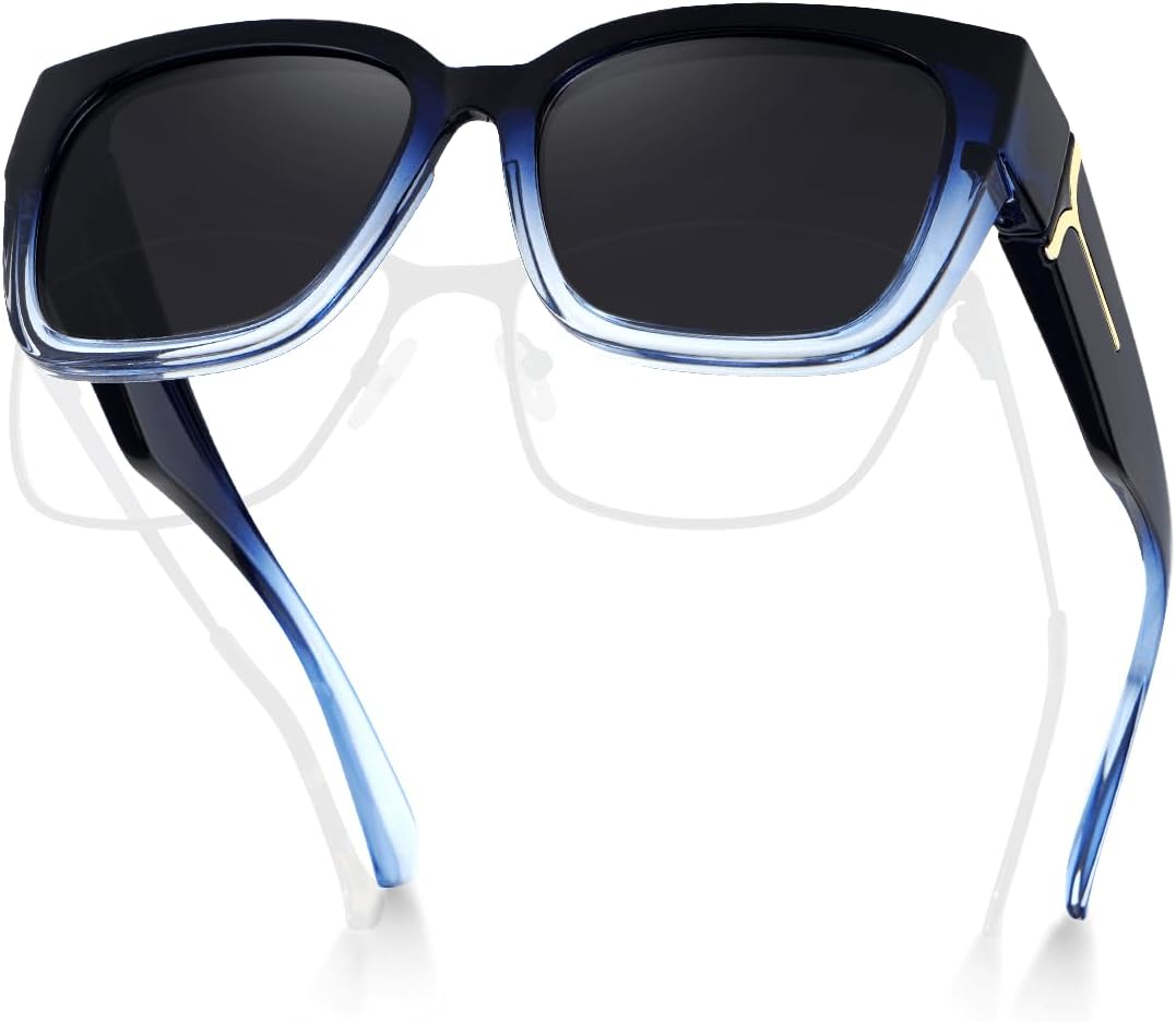 Meeloog Polarized Fit Over Glasses Sunglasses for Women UV Protection, Trendy Sq...