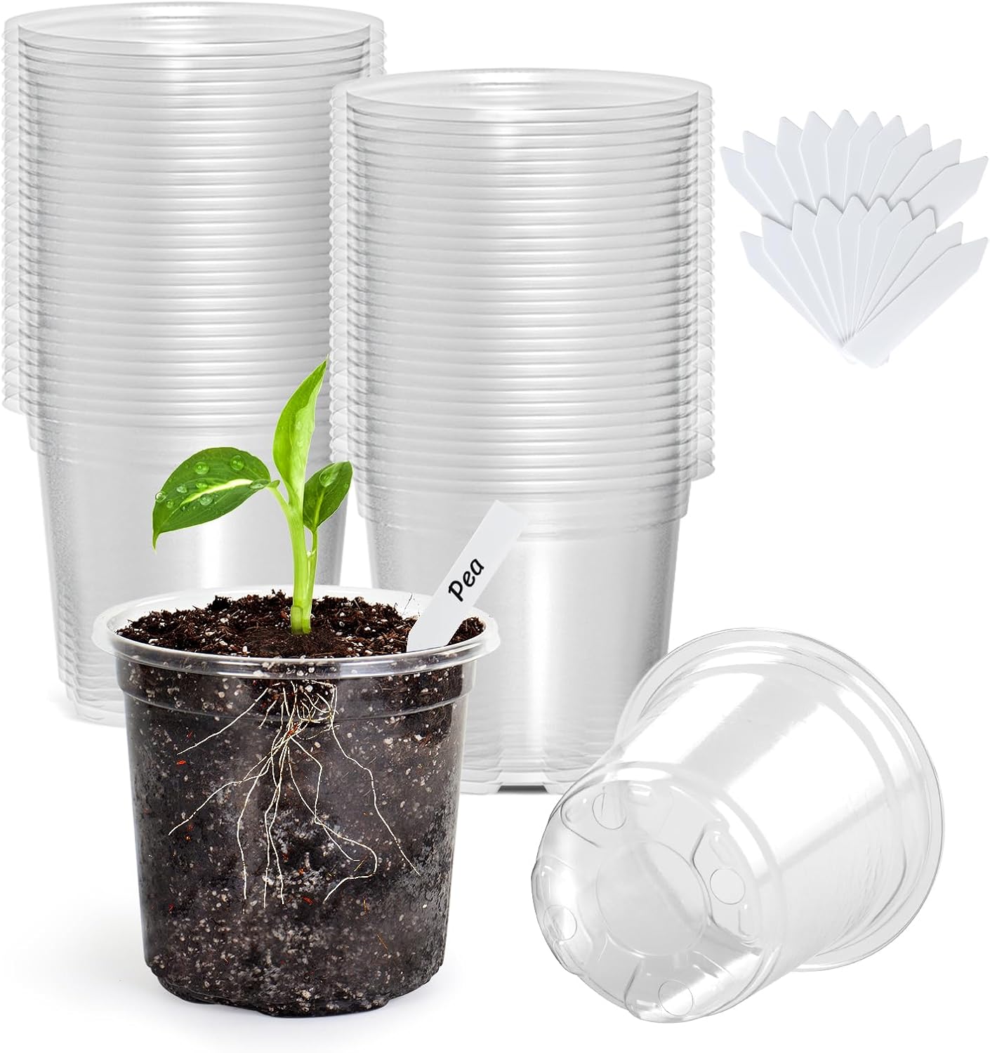Bonviee Clear Nursery Pots for Plants, 3.5 Inch Plant Pot for Planting Plastic S...