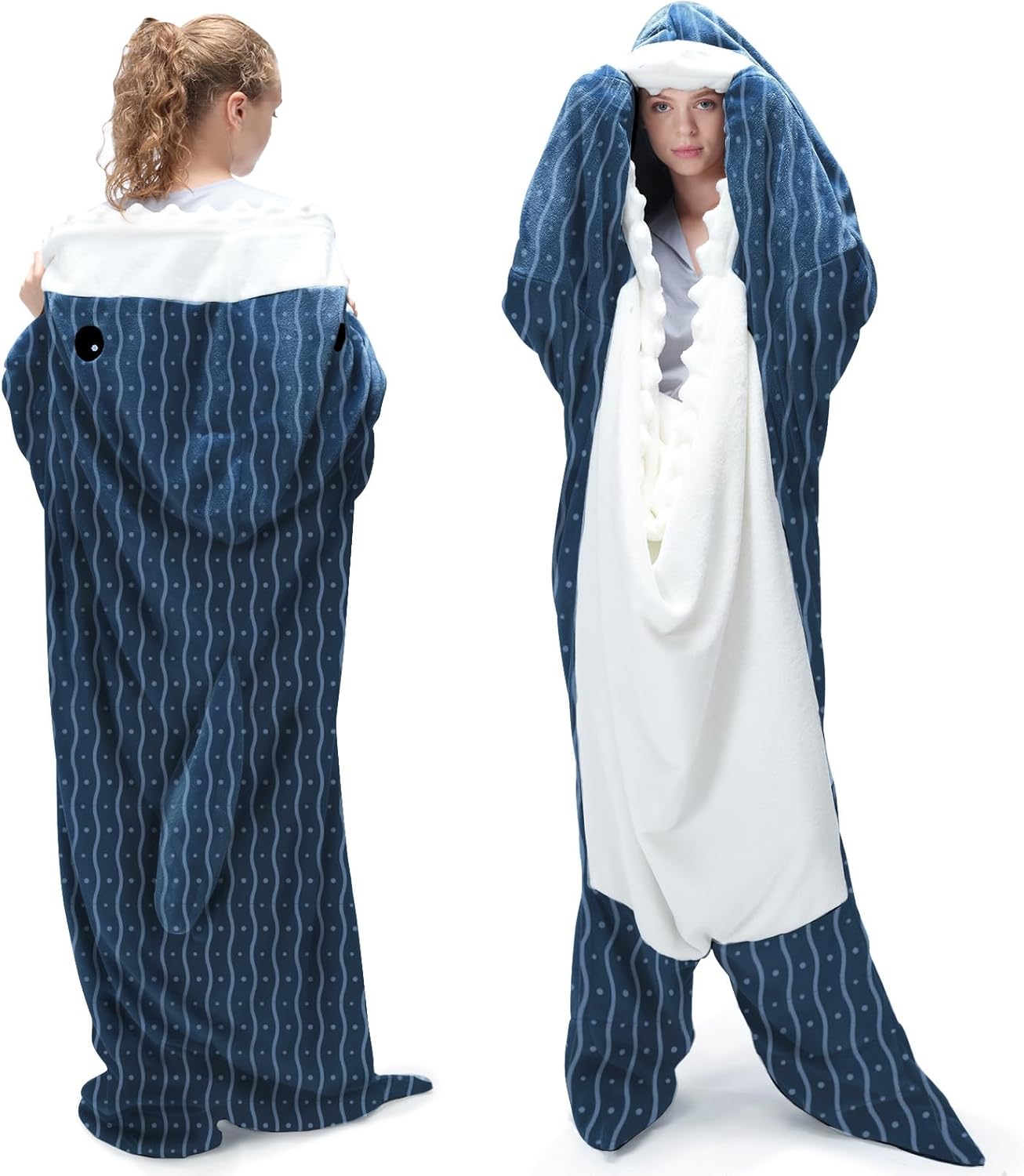 Touchat Shark Blanket for Adult Super Soft Cozy Flannel Wearable Blanket, Cartoo...