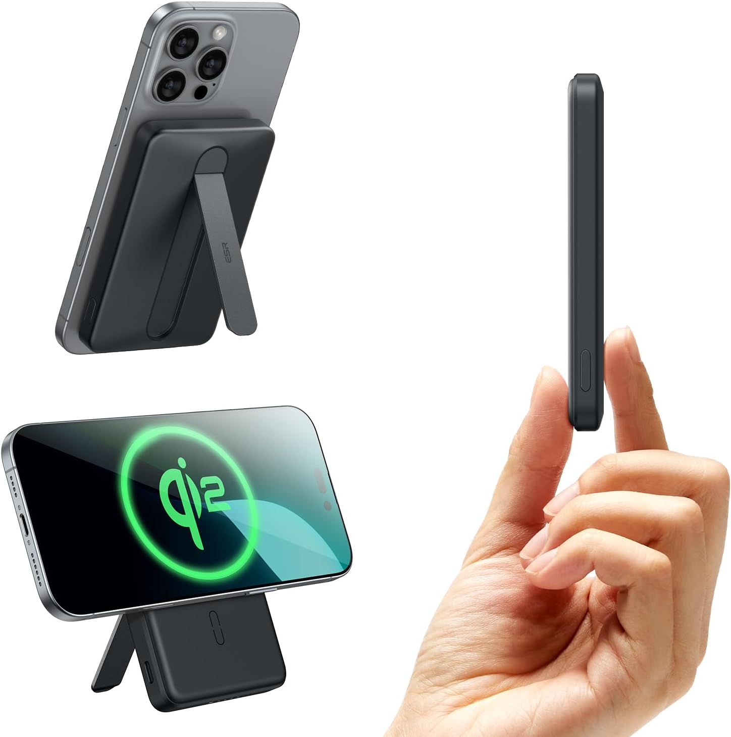 ESR for MagSafe Power Bank, Kickstand 5,000mAh MagSafe Portable Charger 0.6 in,...