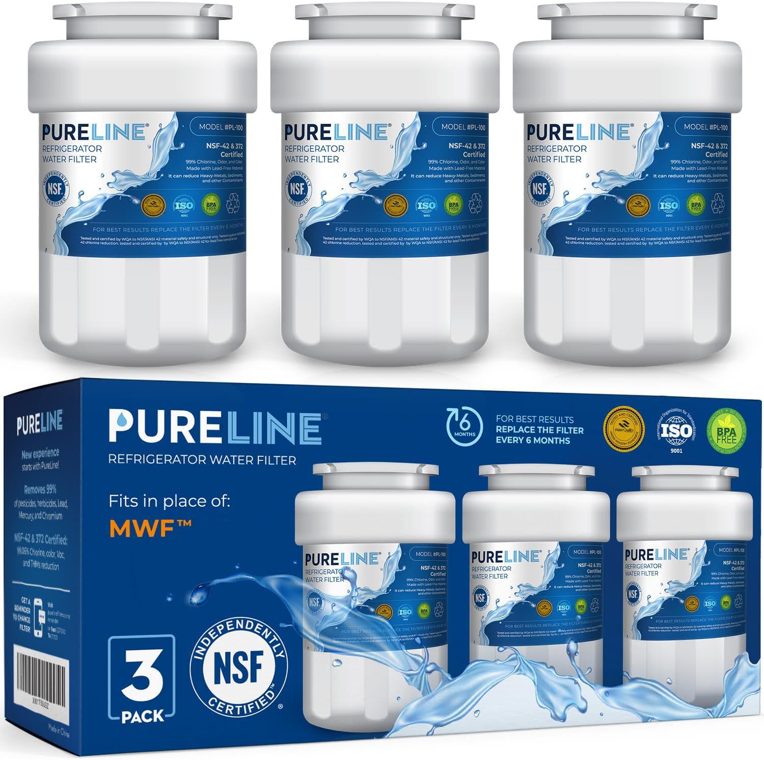 Pureline Replacement for MWF Water Filter, Smartwater MWFP, Kenmore 46-9991, Mod...