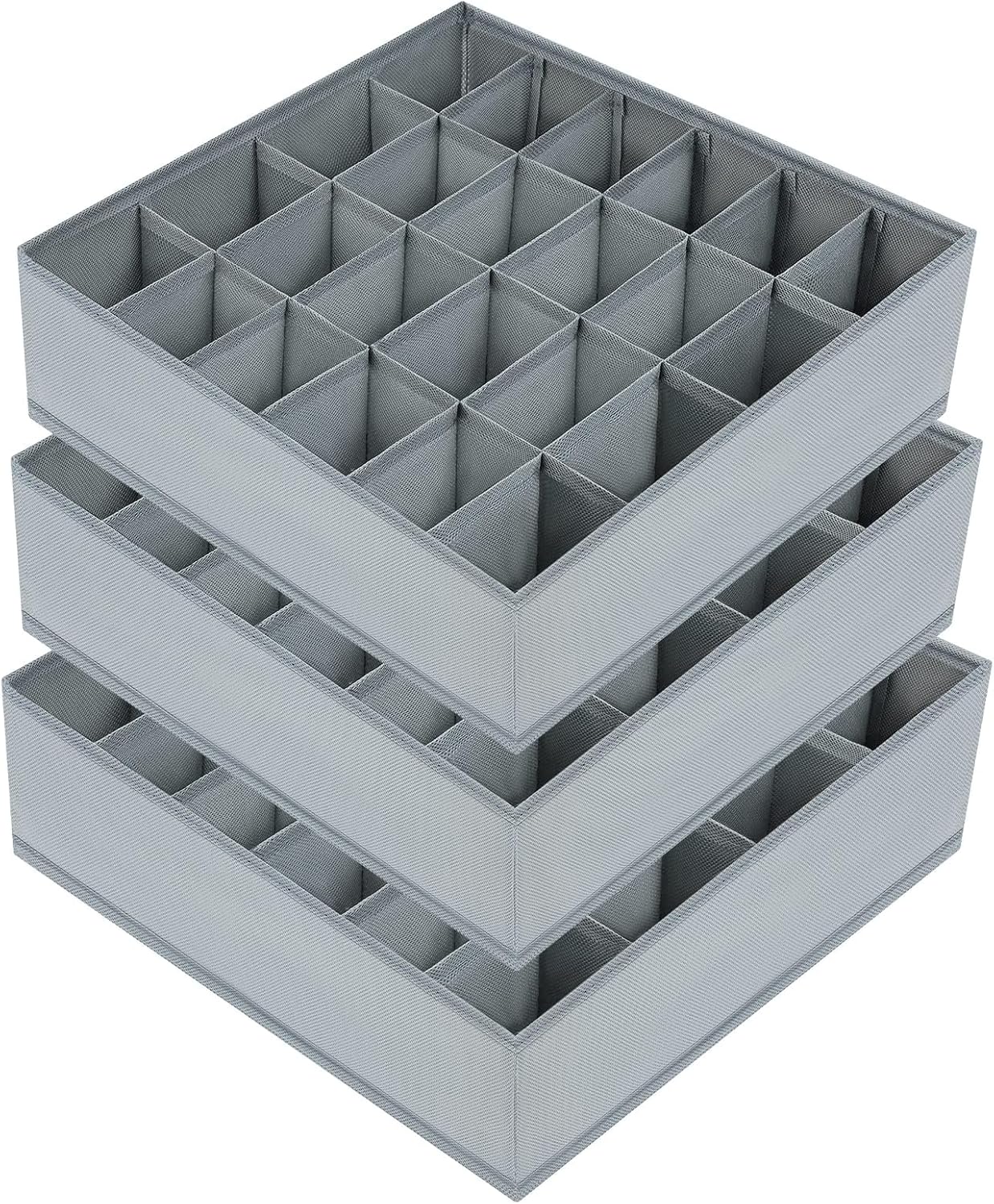 DIMJ 3 Pack Drawer Organisers 24 Cells Sock Organiser Foldable Underwear Drawer...