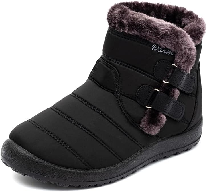 Womens Winter Snow Boots Waterproof Fur Lined Warm Short Ankle Booties Closure L...
